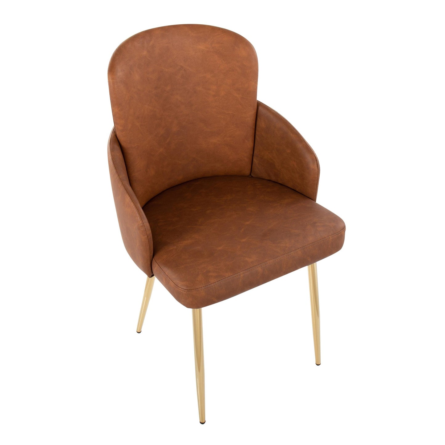 Majestic Office Furniture Contemporary Dining Chair in Gold Metal and Black Faux Leather with Chrome Accent - Set of 2