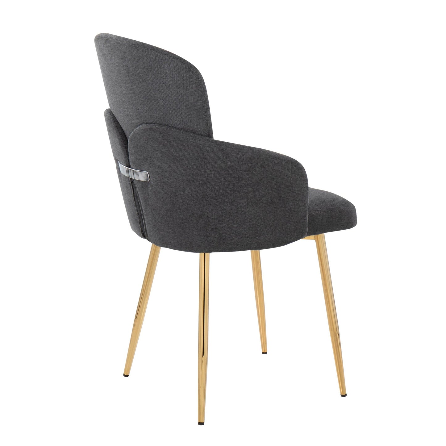 Majestic Office Furniture Contemporary Dining Chair in Gold Metal and Black Faux Leather with Chrome Accent - Set of 2