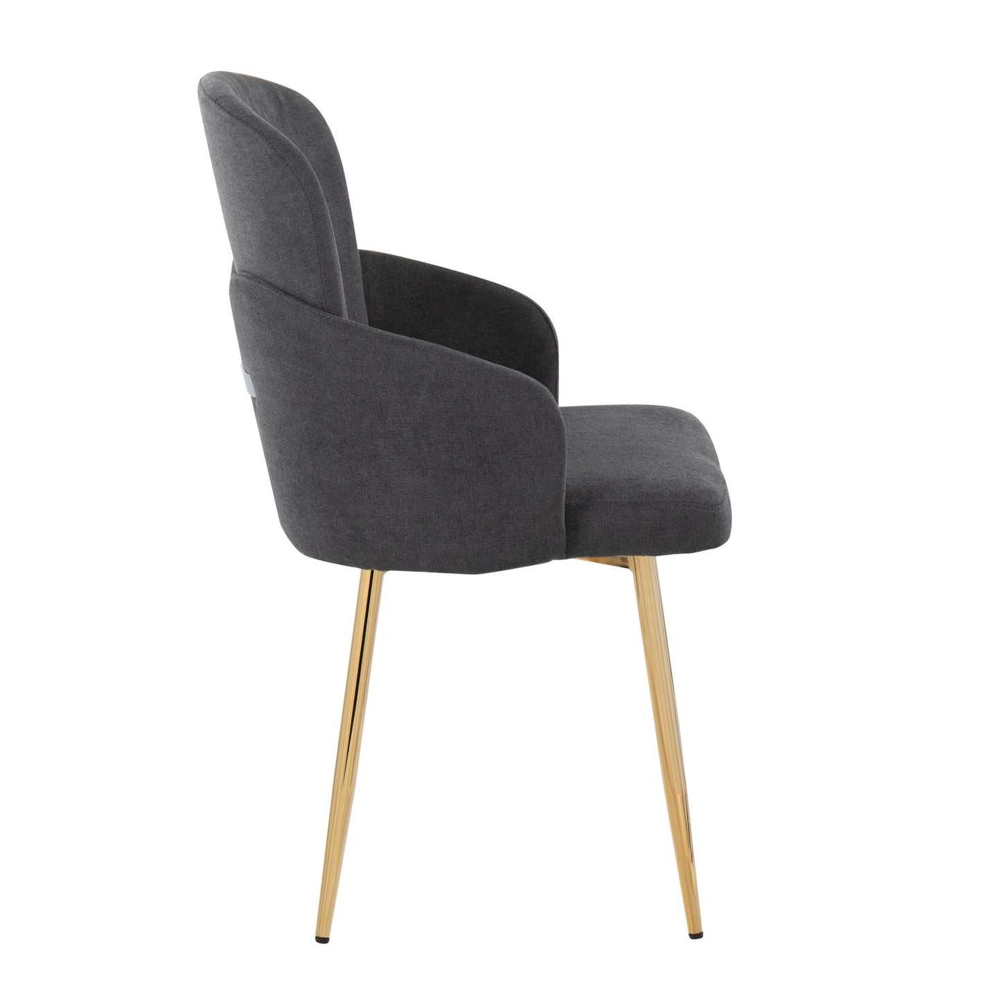 Majestic Office Furniture Contemporary Dining Chair in Gold Metal and Black Faux Leather with Chrome Accent - Set of 2