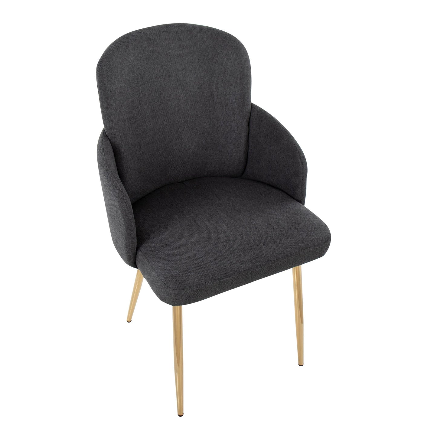 Majestic Office Furniture Contemporary Dining Chair in Gold Metal and Black Faux Leather with Chrome Accent - Set of 2