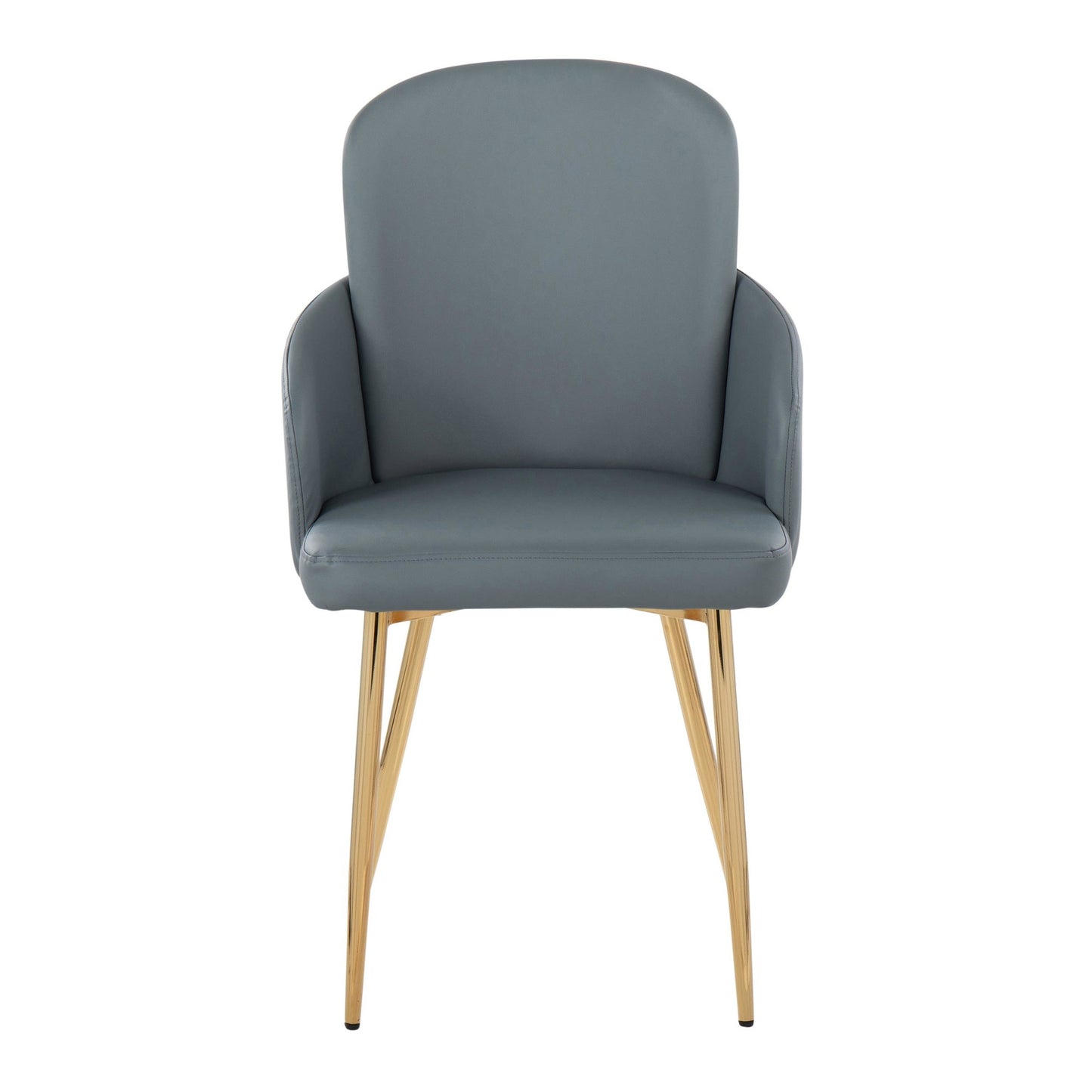 Majestic Office Furniture Contemporary Dining Chair in Gold Metal and Black Faux Leather with Chrome Accent - Set of 2