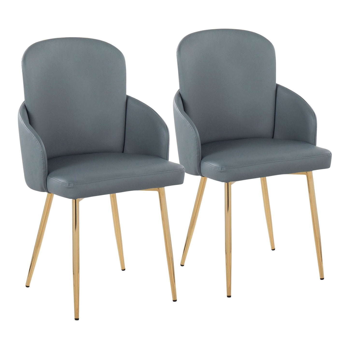 Majestic Office Furniture Contemporary Dining Chair in Gold Metal and Black Faux Leather with Chrome Accent - Set of 2