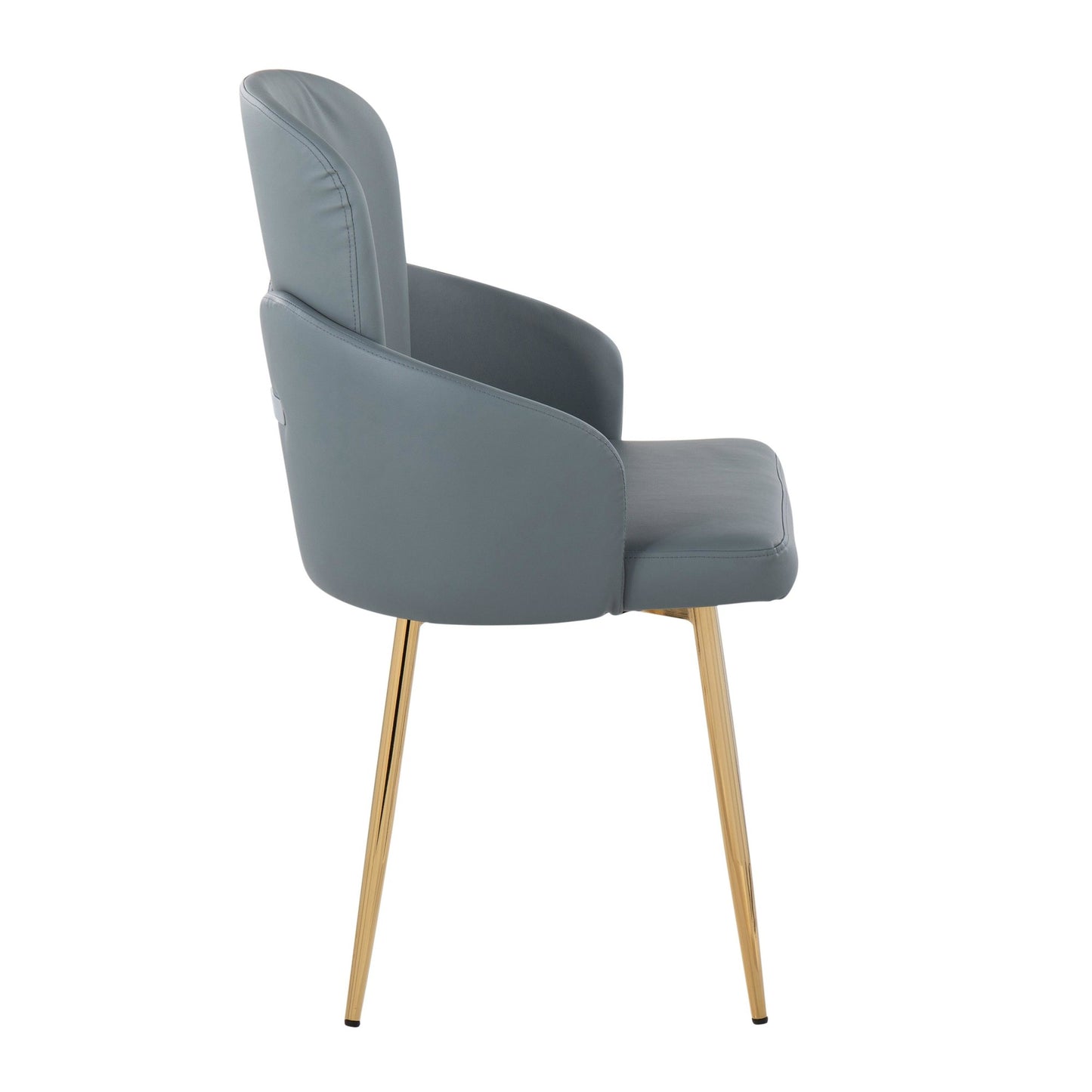 Majestic Office Furniture Contemporary Dining Chair in Gold Metal and Black Faux Leather with Chrome Accent - Set of 2