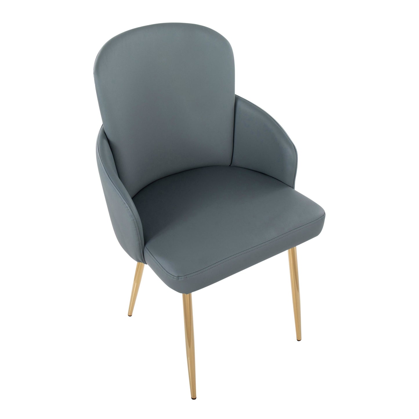 Majestic Office Furniture Contemporary Dining Chair in Gold Metal and Black Faux Leather with Chrome Accent - Set of 2