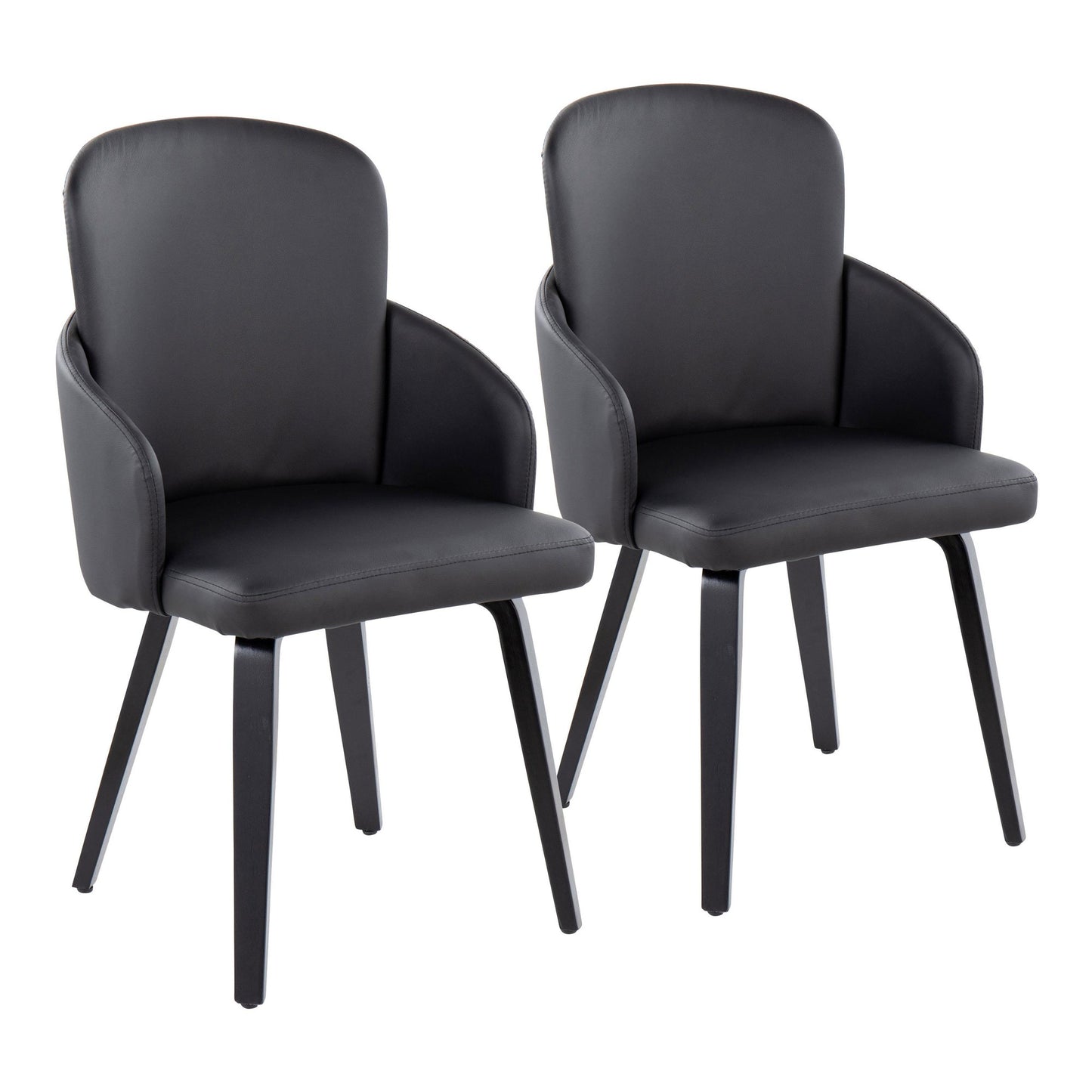 Majestic Office Furniture Contemporary Dining Chair in Gold Metal and Black Faux Leather with Chrome Accent - Set of 2
