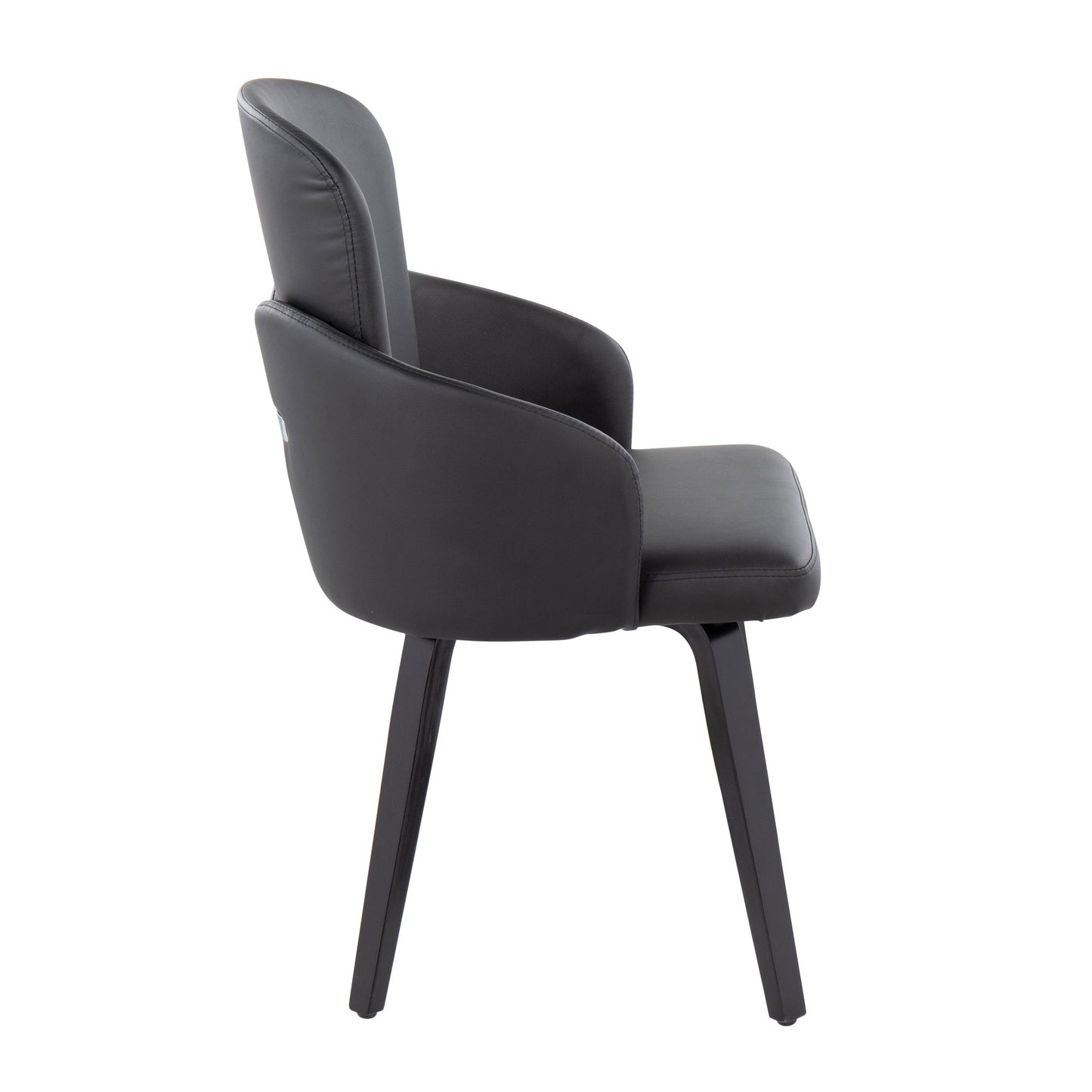 Majestic Office Furniture Contemporary Dining Chair in Gold Metal and Black Faux Leather with Chrome Accent - Set of 2
