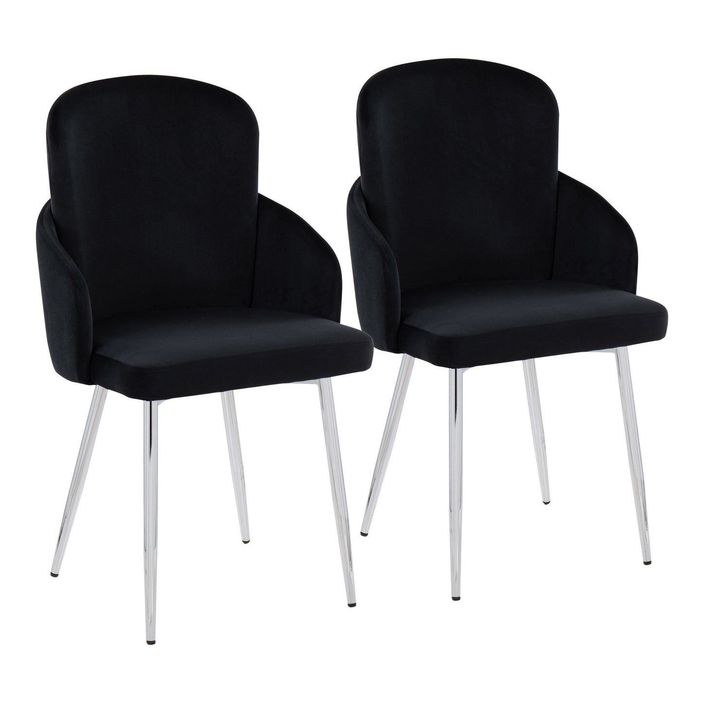 Majestic Office Furniture Contemporary Dining Chair in Gold Metal and Black Faux Leather with Chrome Accent - Set of 2