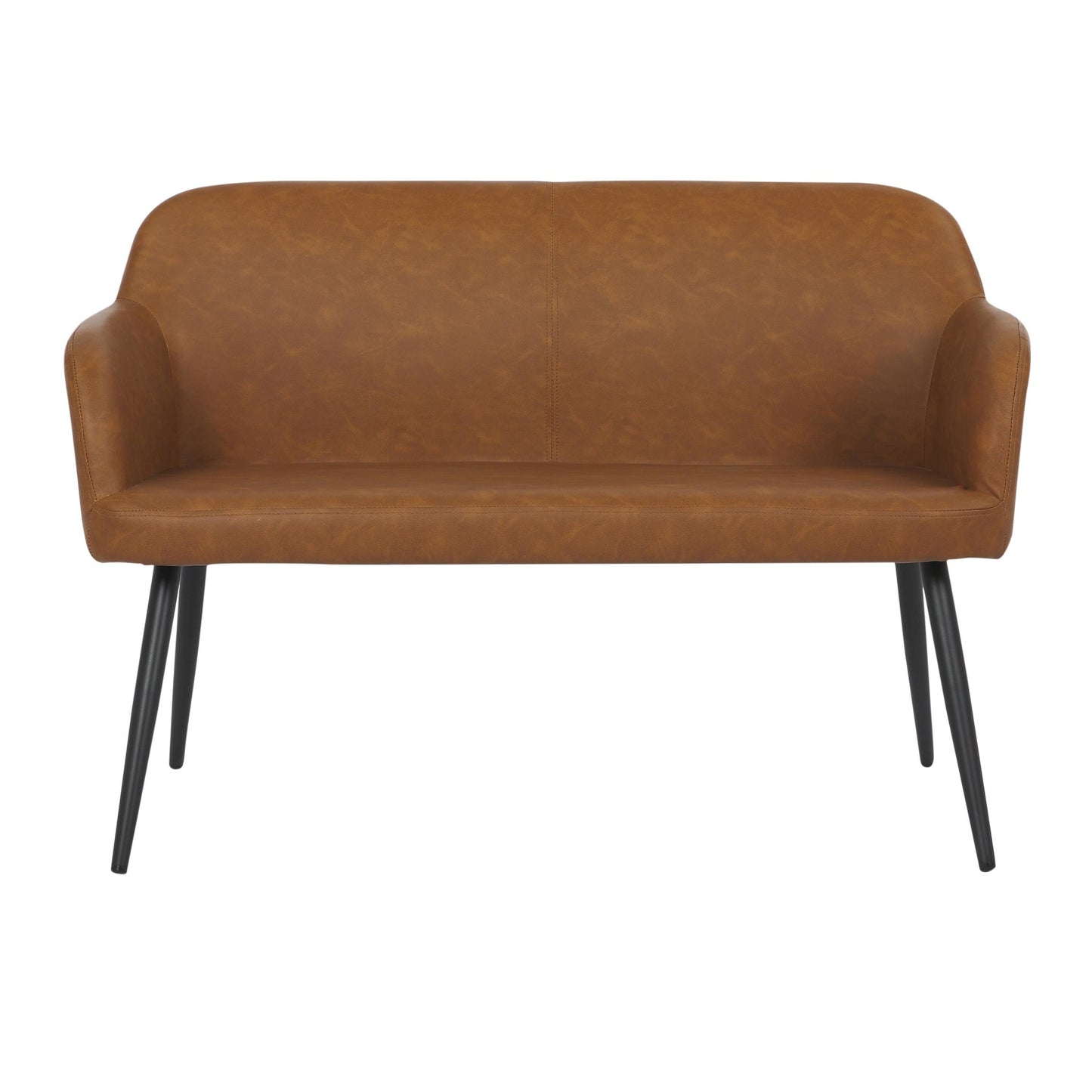 Majestic Office Furniture Industrial High Back Bench in Black Steel and Camel Faux Leather
