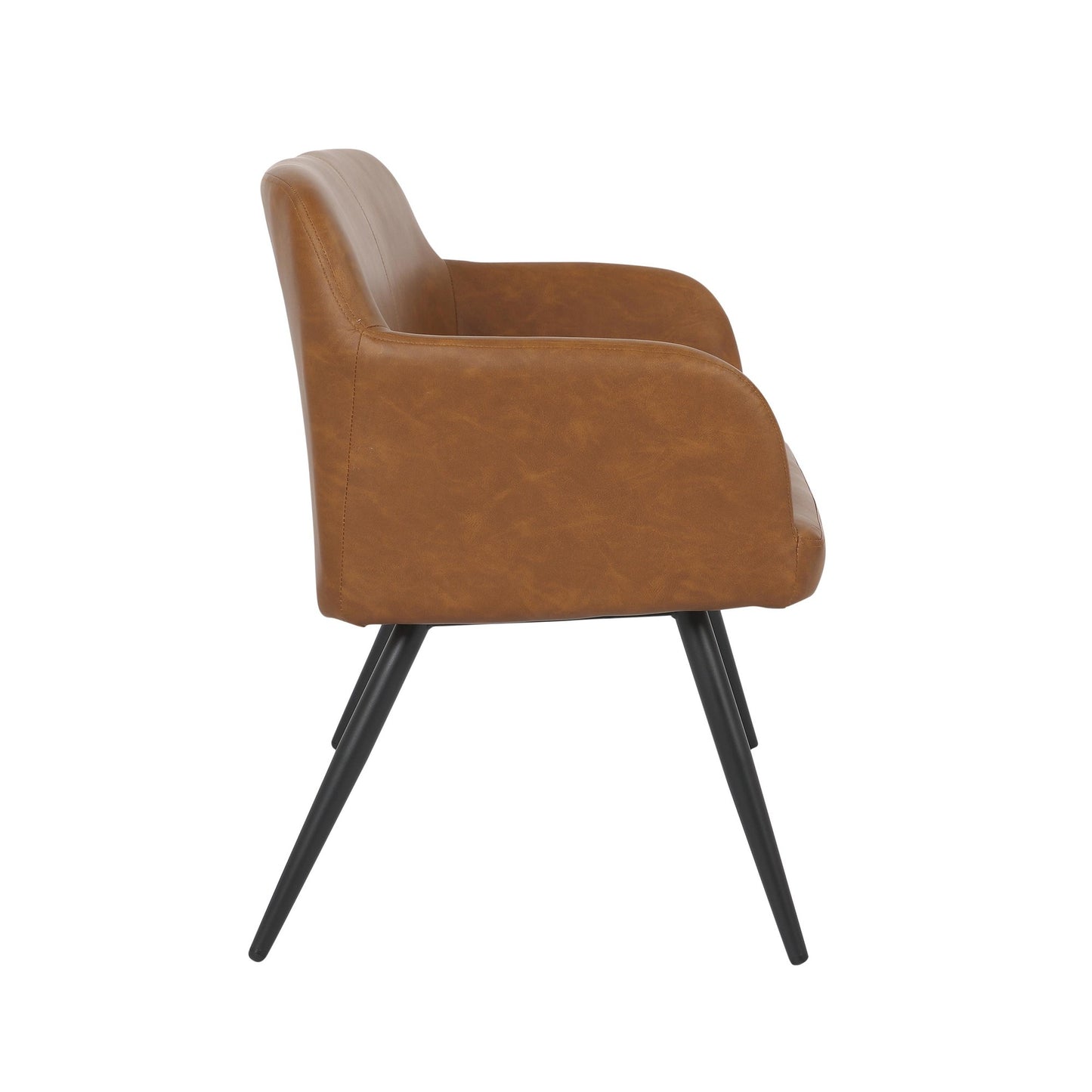 Majestic Office Furniture Industrial High Back Bench in Black Steel and Camel Faux Leather