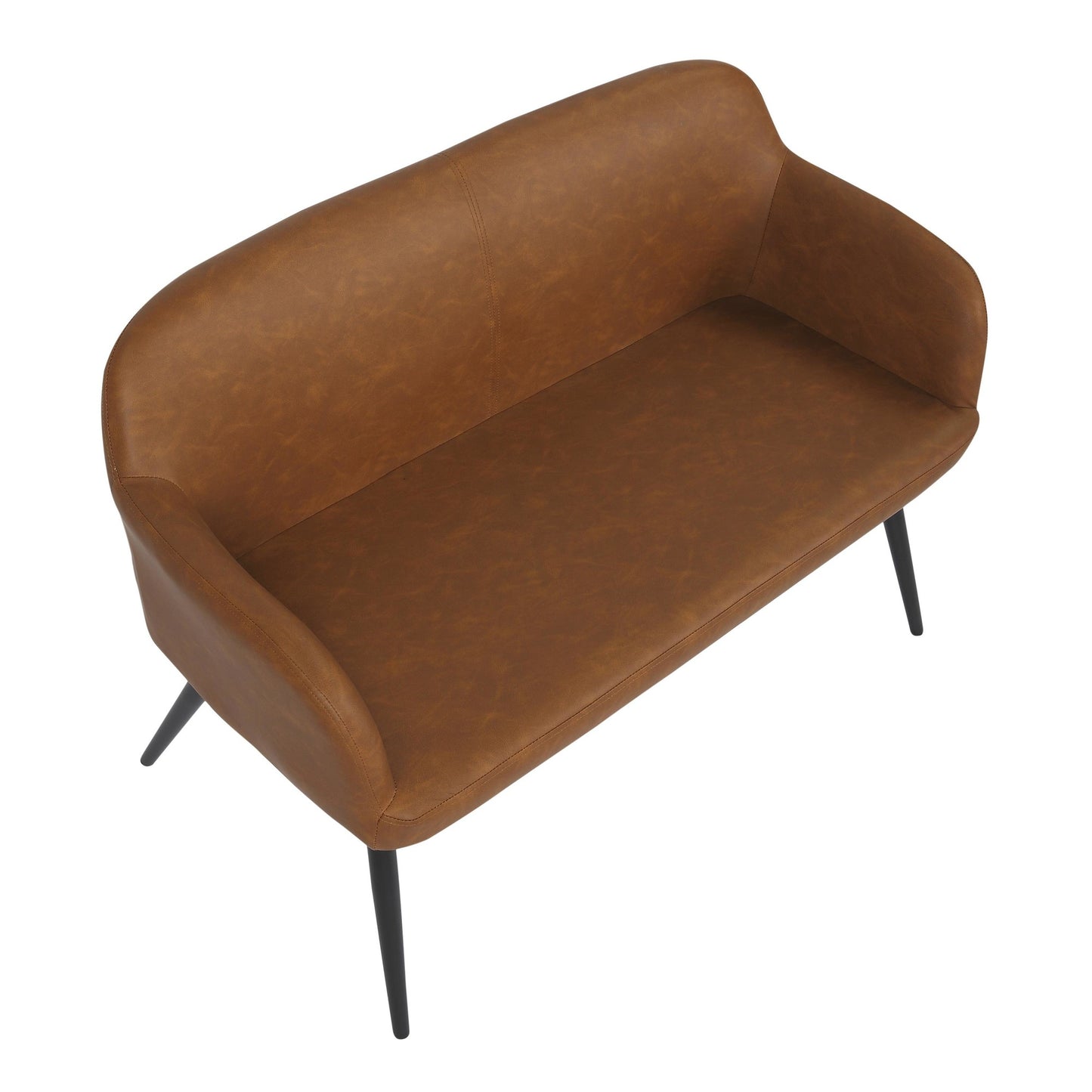 Majestic Office Furniture Industrial High Back Bench in Black Steel and Camel Faux Leather