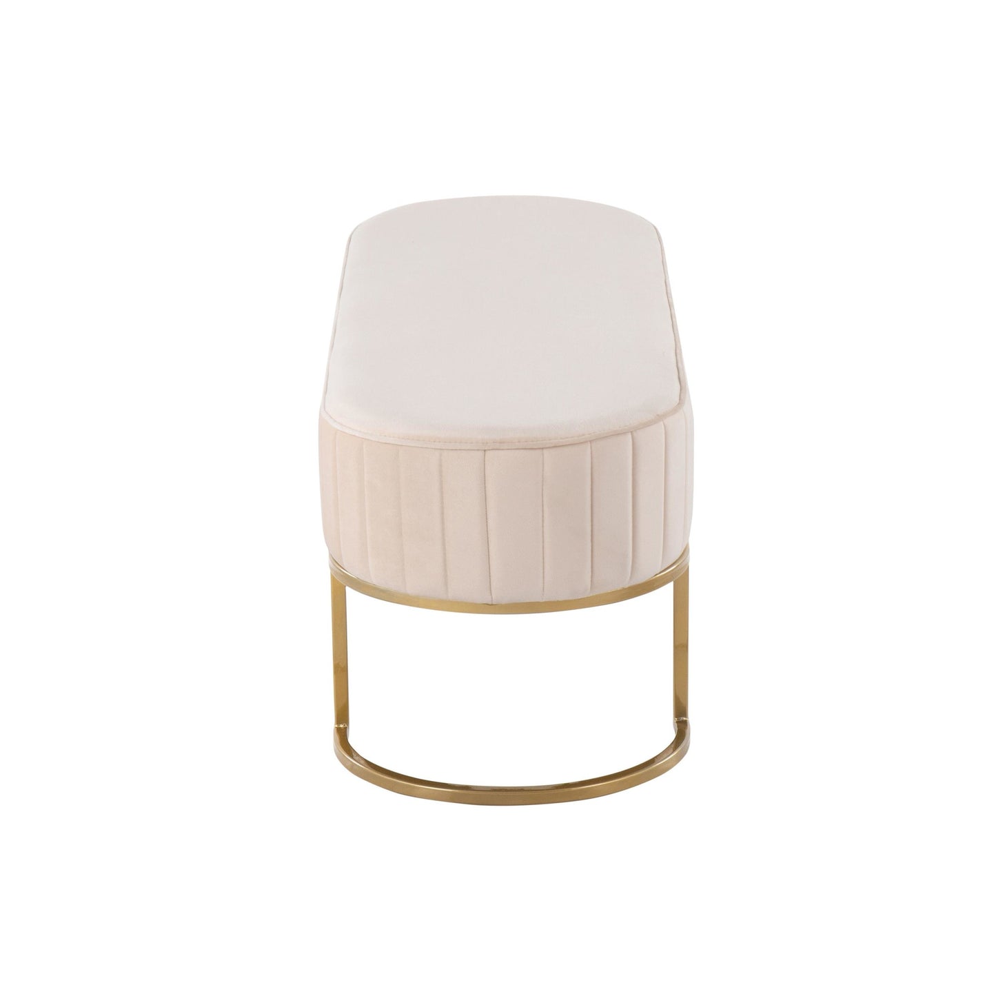 Majestic Office Furniture Glam Pleated Bench in Gold Steel and Cream Velvet