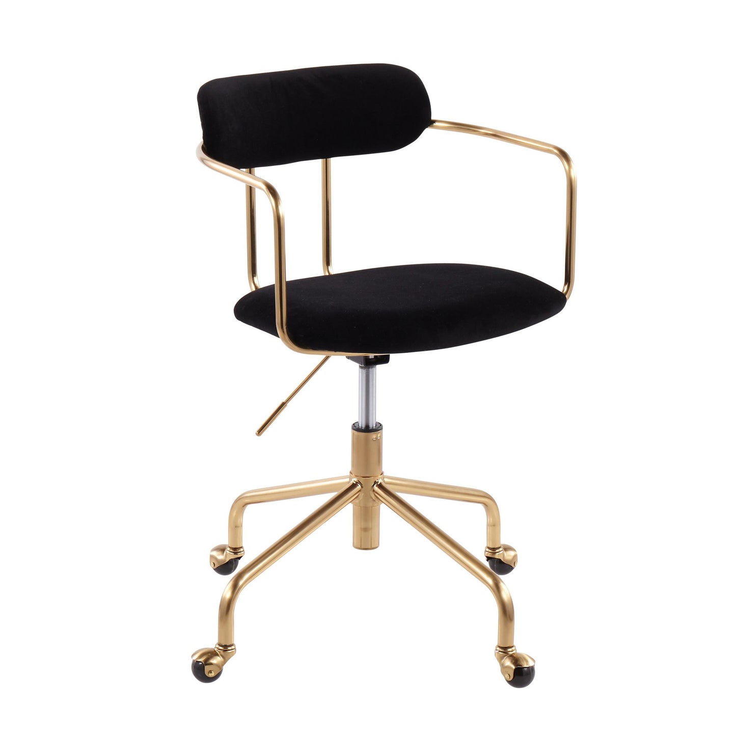 Majestic Office Furniture Contemporary Office Chair in Gold Metal and Black Velvet