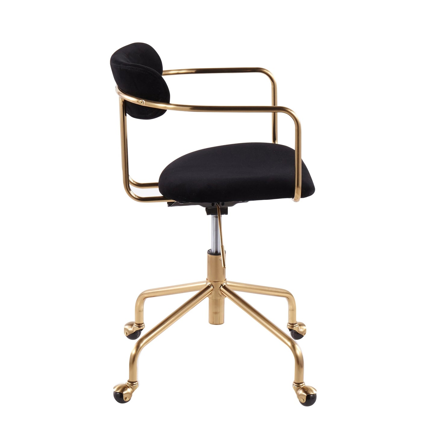 Majestic Office Furniture Contemporary Office Chair in Gold Metal and Black Velvet