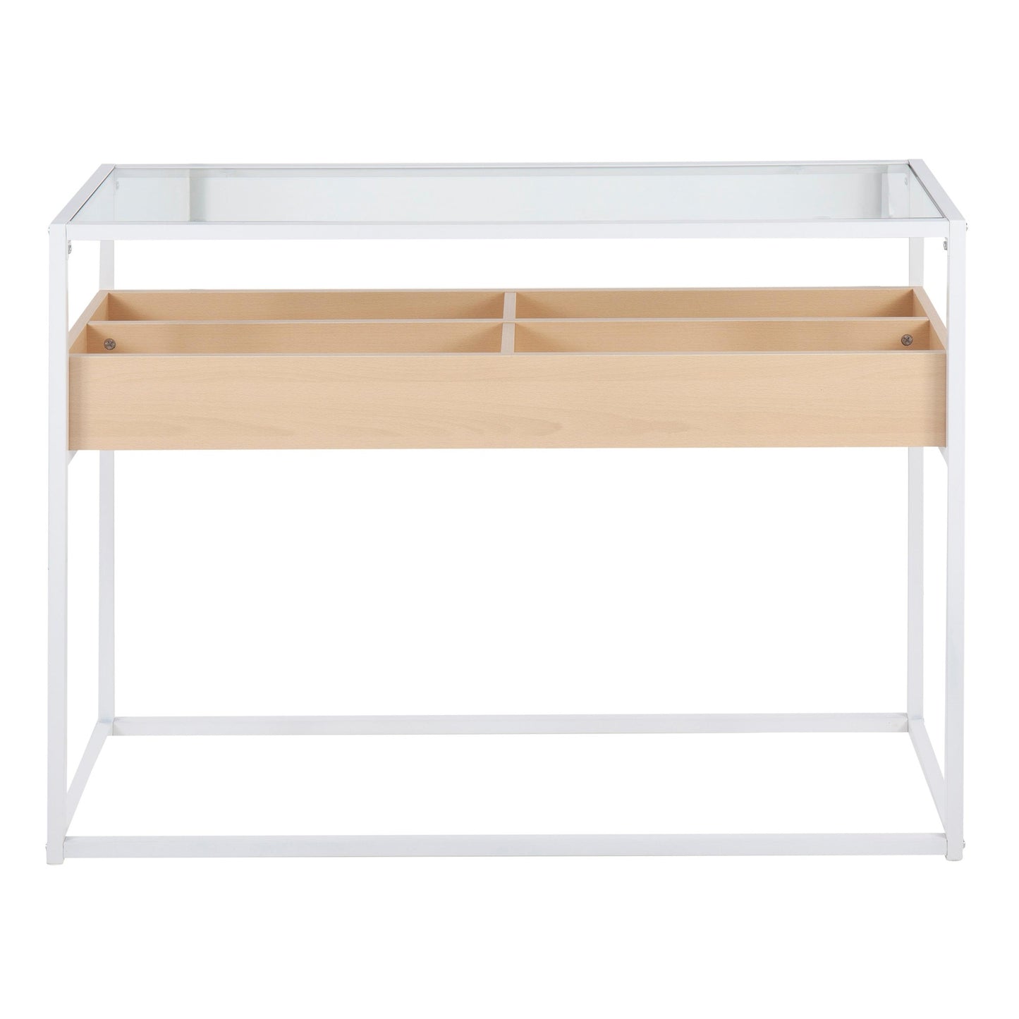 Display Contemporary Console Table in Black Metal, Walnut Wood, and Clear Glass