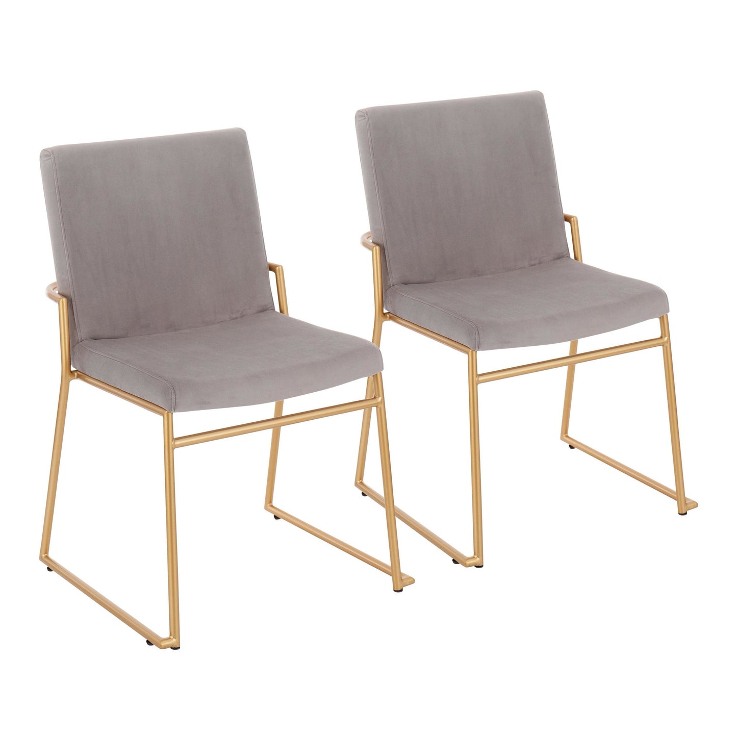 Contemporary Dining Chair in Gold Steel and Black Faux Leather by Majestic Office Furniture - Set of 2