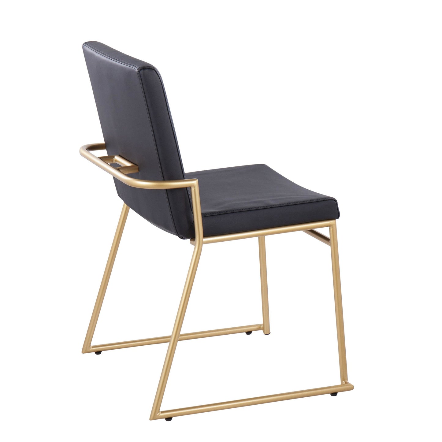 Contemporary Dining Chair in Gold Steel and Black Faux Leather by Majestic Office Furniture - Set of 2