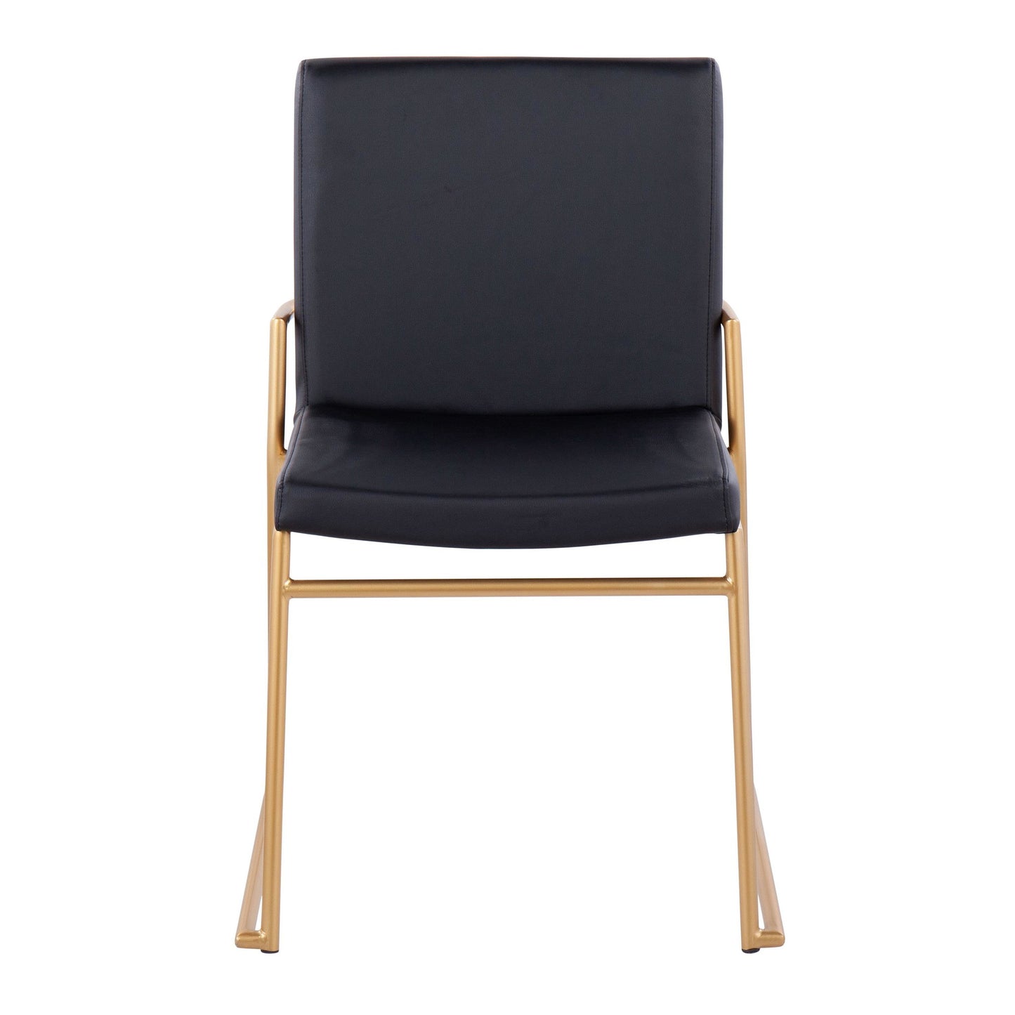 Contemporary Dining Chair in Gold Steel and Black Faux Leather by Majestic Office Furniture - Set of 2