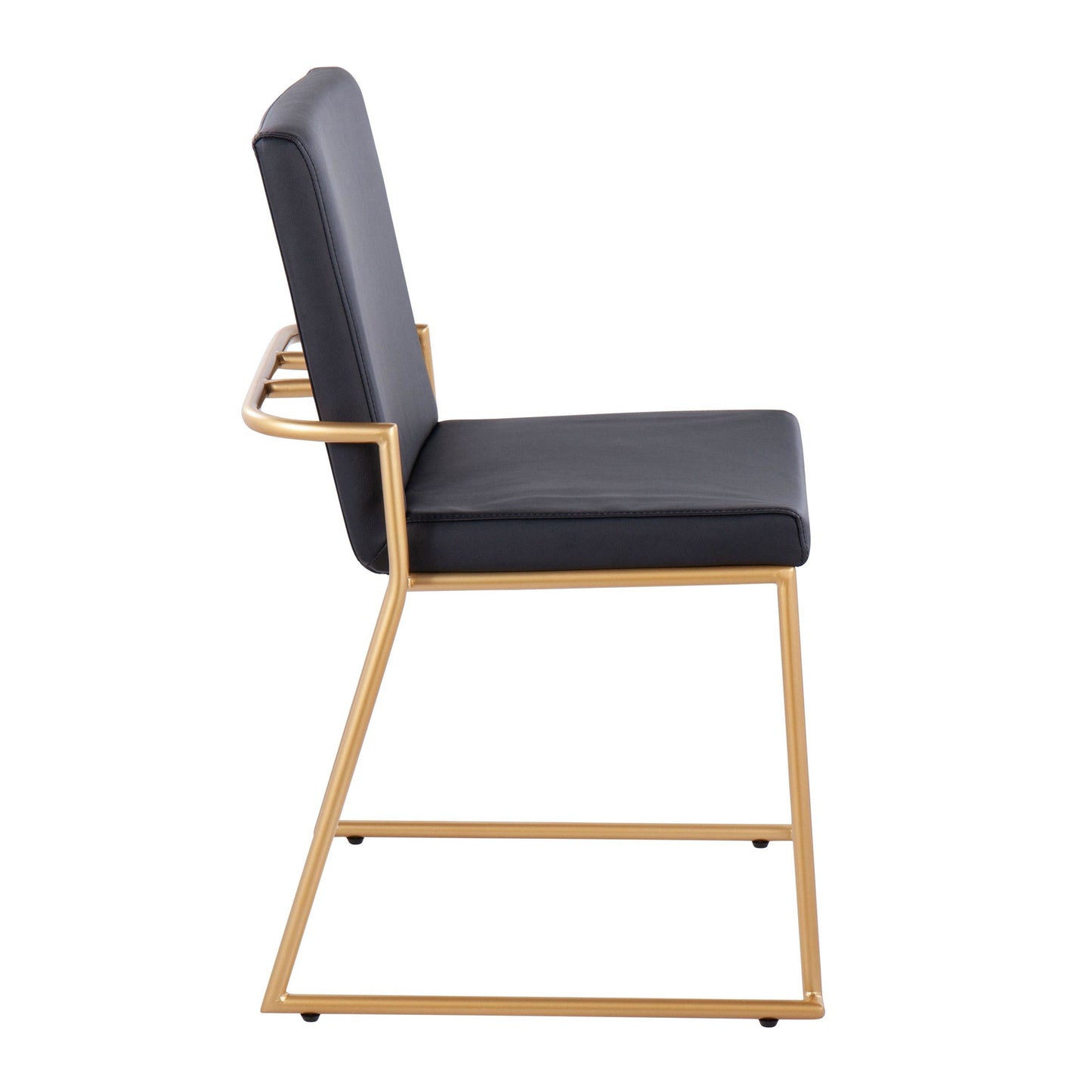 Contemporary Dining Chair in Gold Steel and Black Faux Leather by Majestic Office Furniture - Set of 2