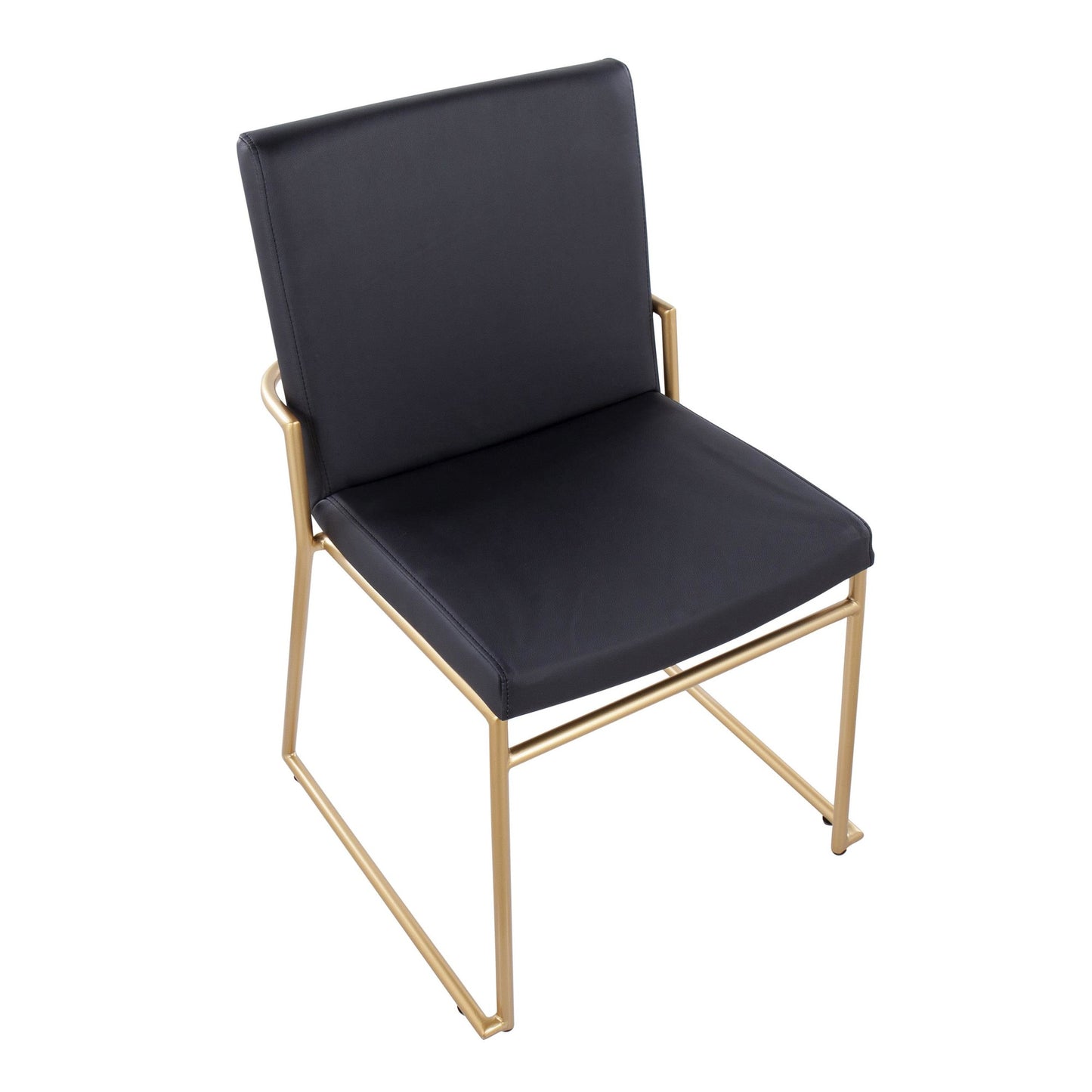 Contemporary Dining Chair in Gold Steel and Black Faux Leather by Majestic Office Furniture - Set of 2