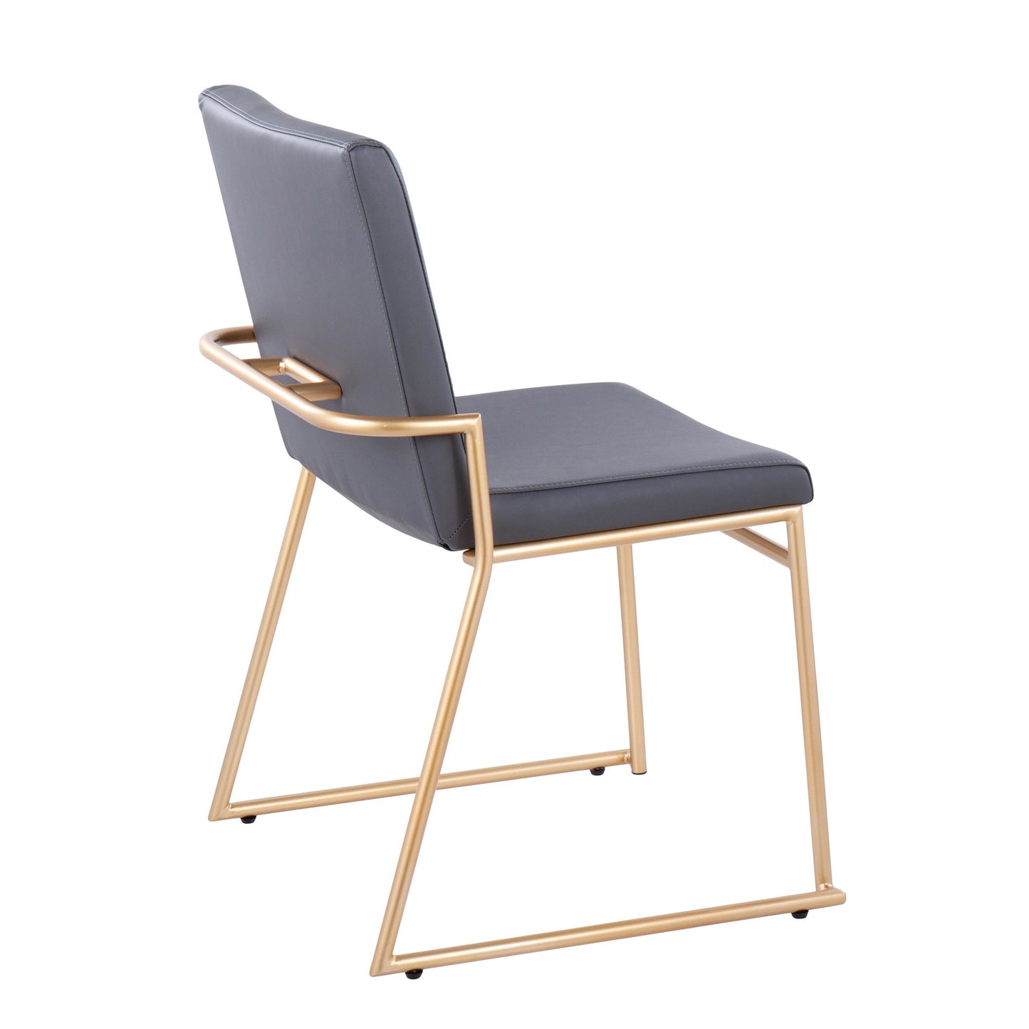 Contemporary Dining Chair in Gold Steel and Black Faux Leather by Majestic Office Furniture - Set of 2