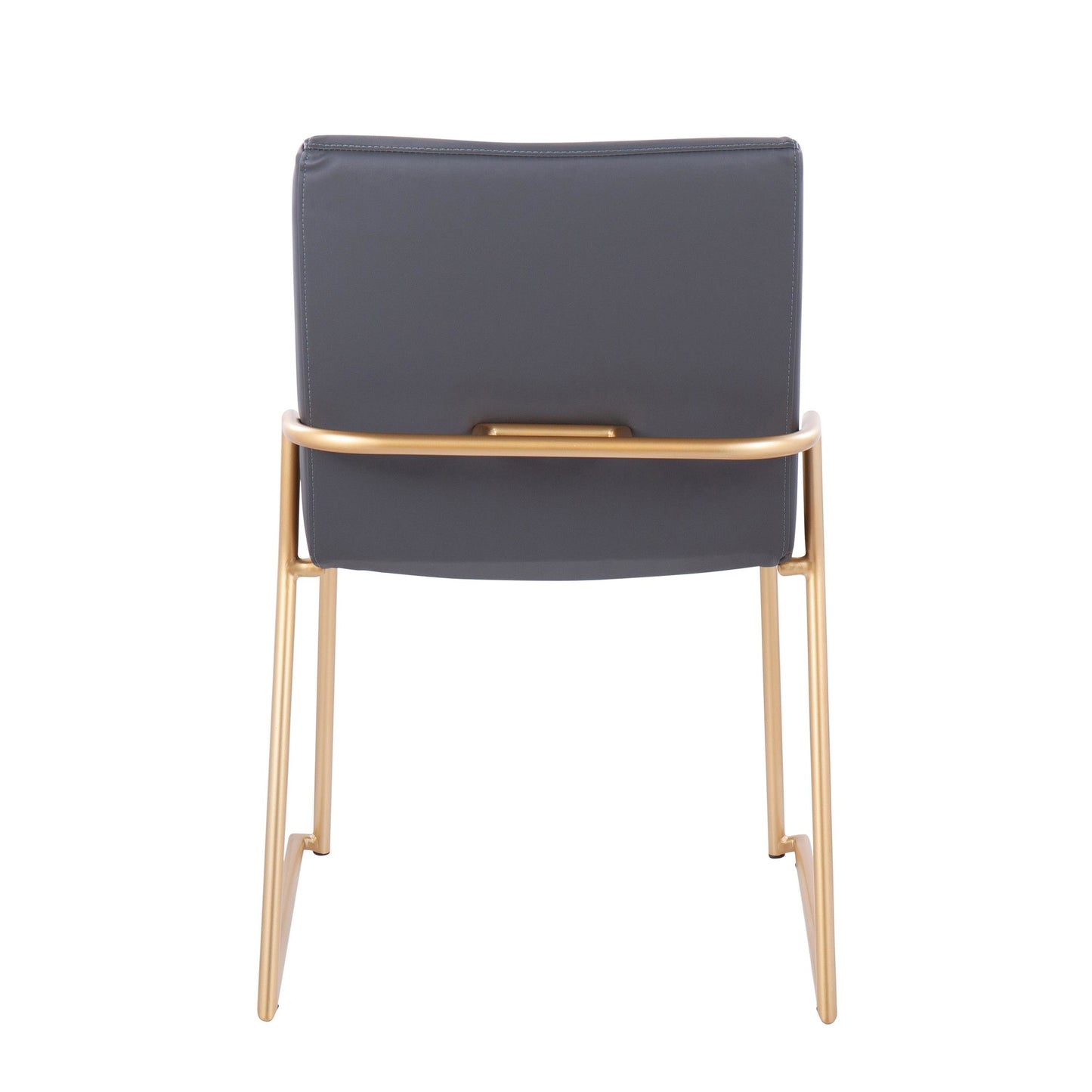 Contemporary Dining Chair in Gold Steel and Black Faux Leather by Majestic Office Furniture - Set of 2