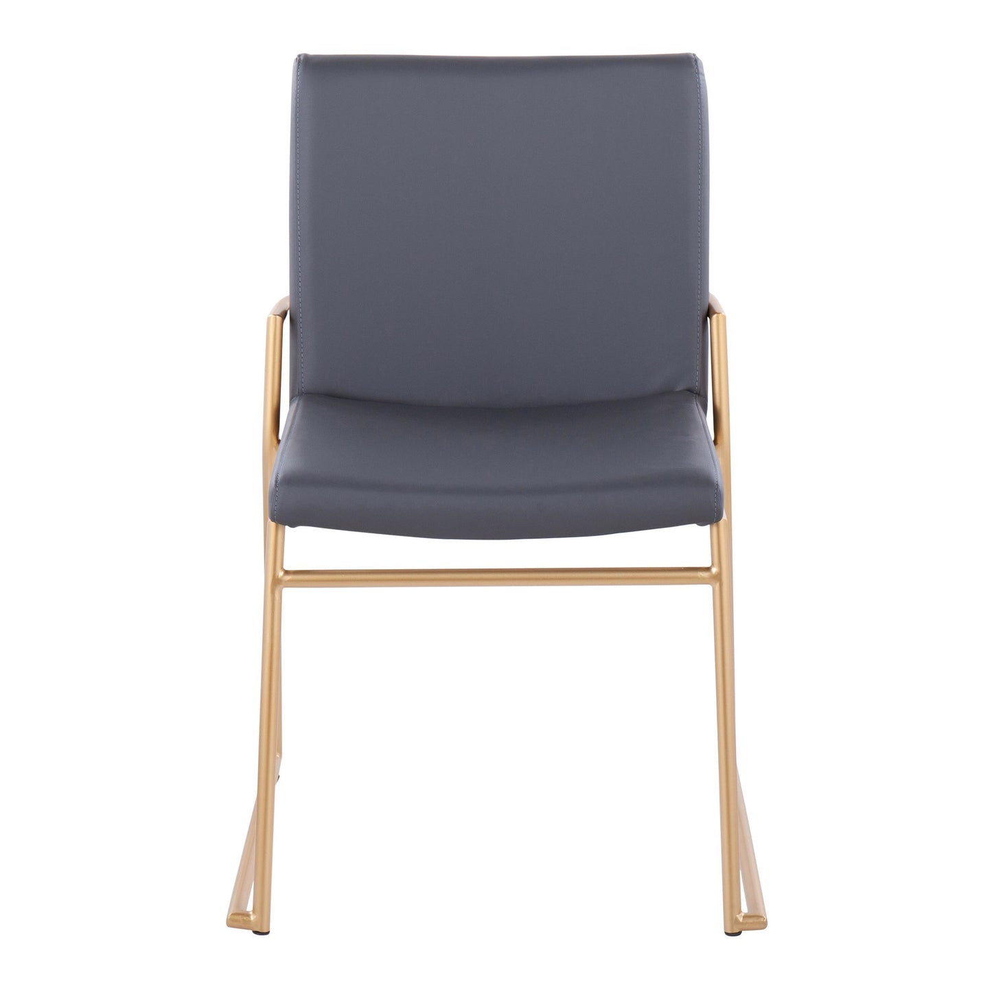 Contemporary Dining Chair in Gold Steel and Black Faux Leather by Majestic Office Furniture - Set of 2