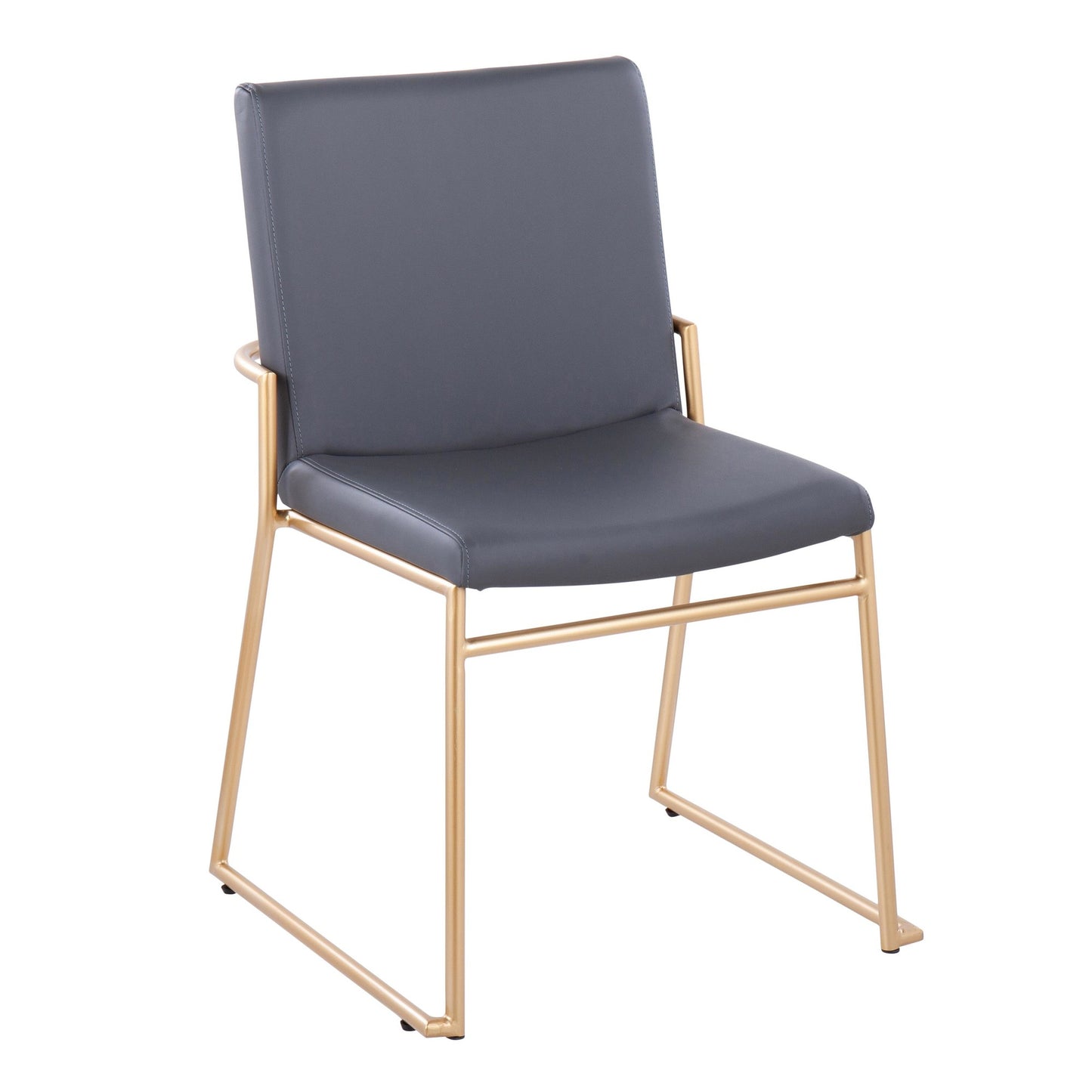 Contemporary Dining Chair in Gold Steel and Black Faux Leather by Majestic Office Furniture - Set of 2