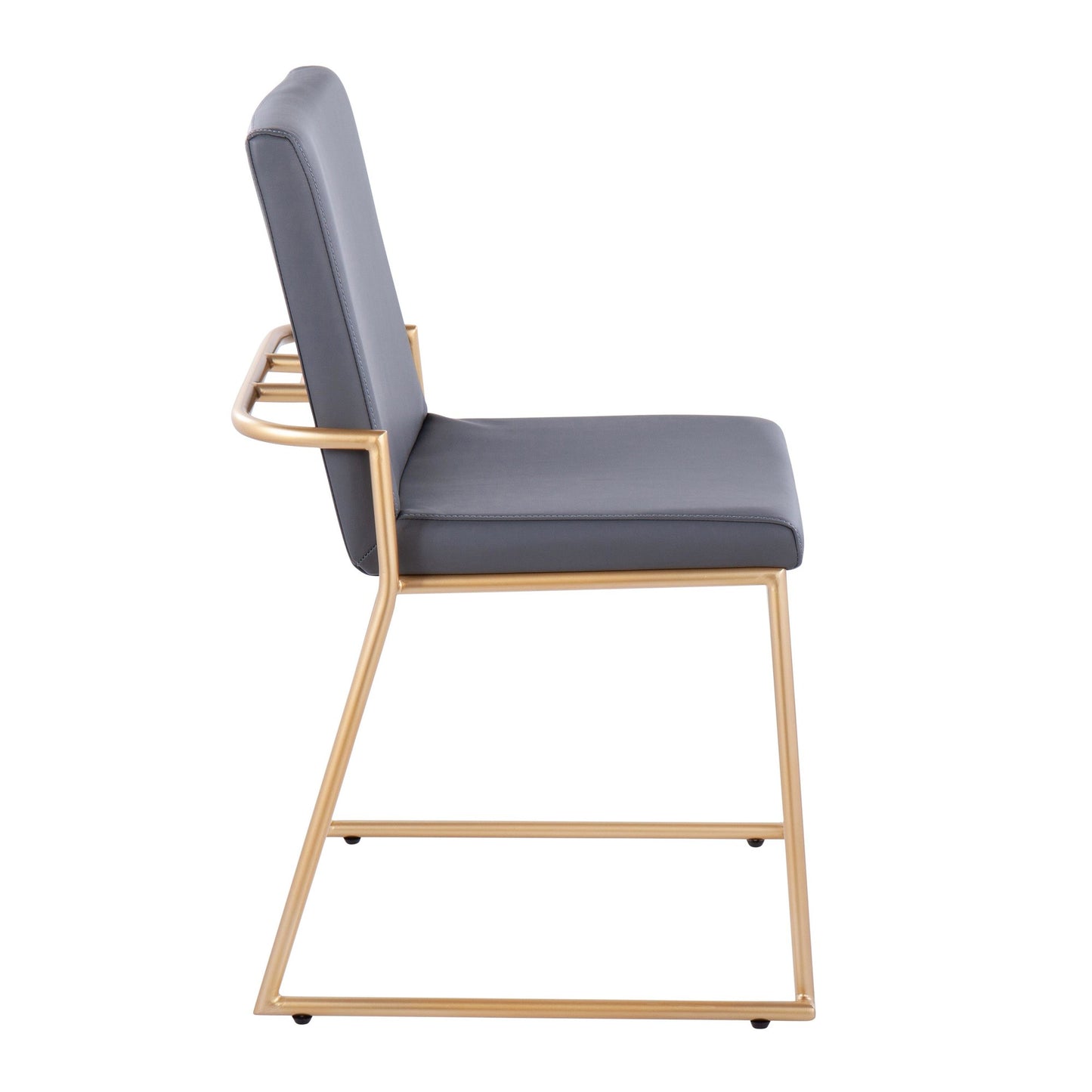 Contemporary Dining Chair in Gold Steel and Black Faux Leather by Majestic Office Furniture - Set of 2