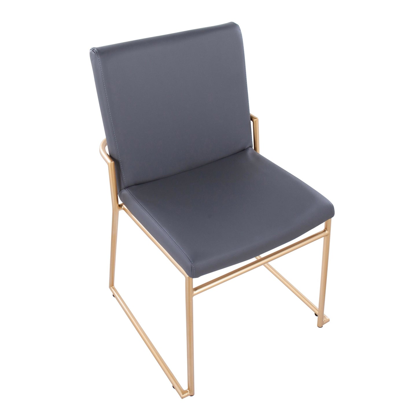 Contemporary Dining Chair in Gold Steel and Black Faux Leather by Majestic Office Furniture - Set of 2