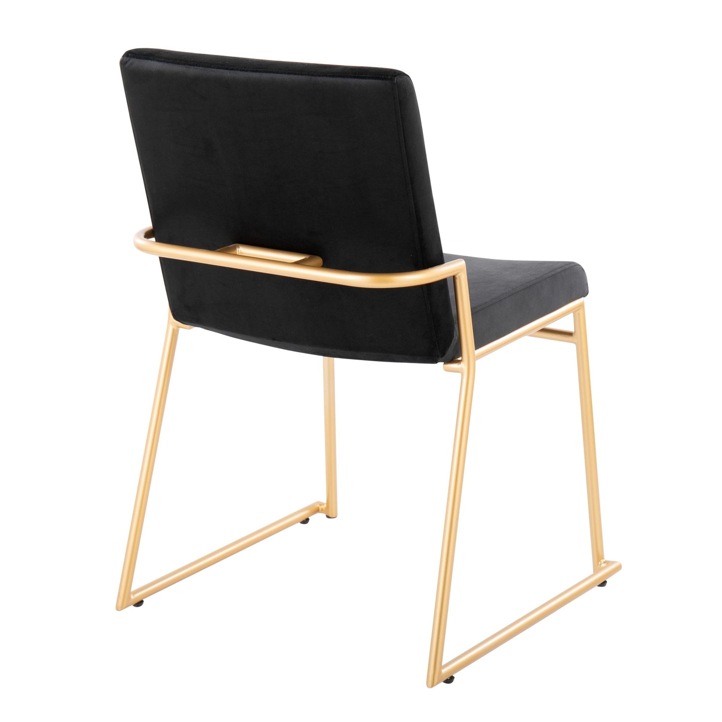 Contemporary Dining Chair in Gold Steel and Black Faux Leather by Majestic Office Furniture - Set of 2