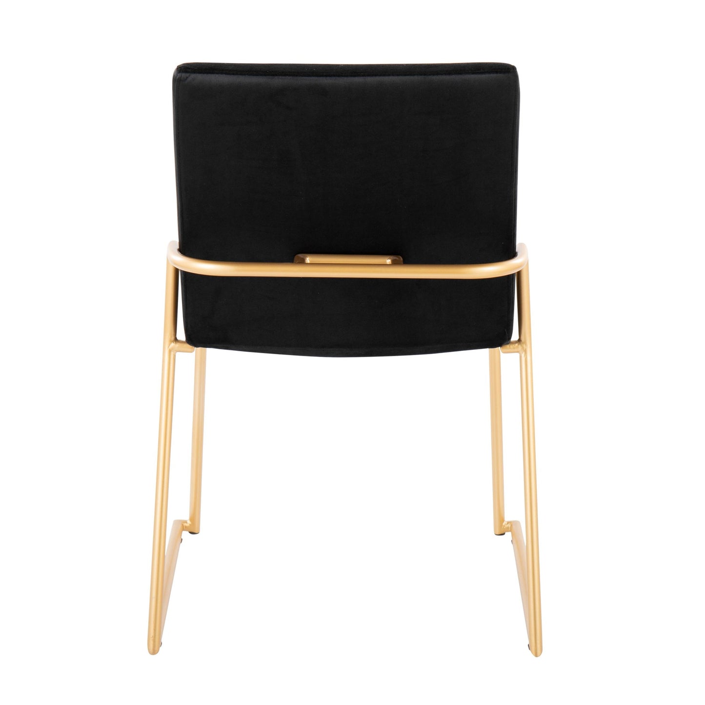 Contemporary Dining Chair in Gold Steel and Black Faux Leather by Majestic Office Furniture - Set of 2