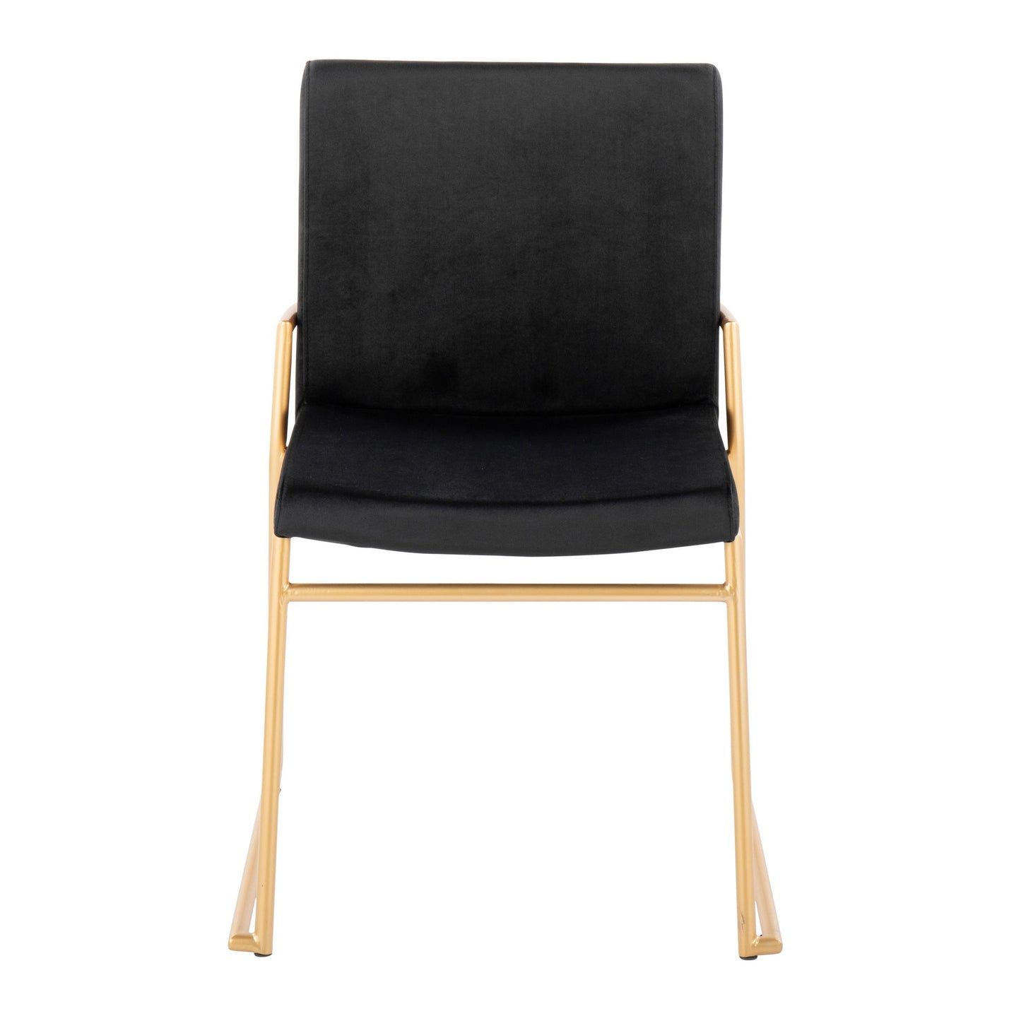 Contemporary Dining Chair in Gold Steel and Black Faux Leather by Majestic Office Furniture - Set of 2