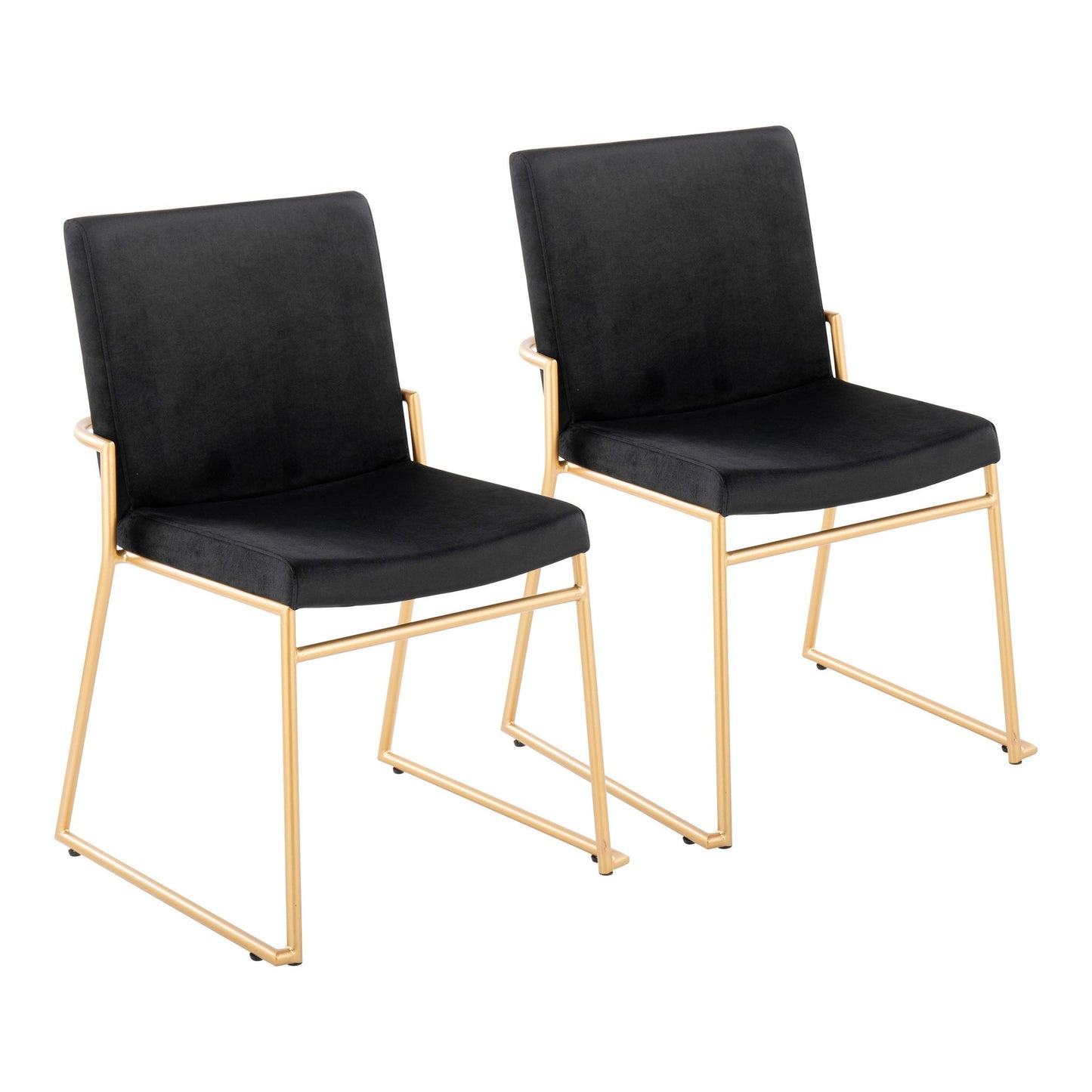 Contemporary Dining Chair in Gold Steel and Black Faux Leather by Majestic Office Furniture - Set of 2