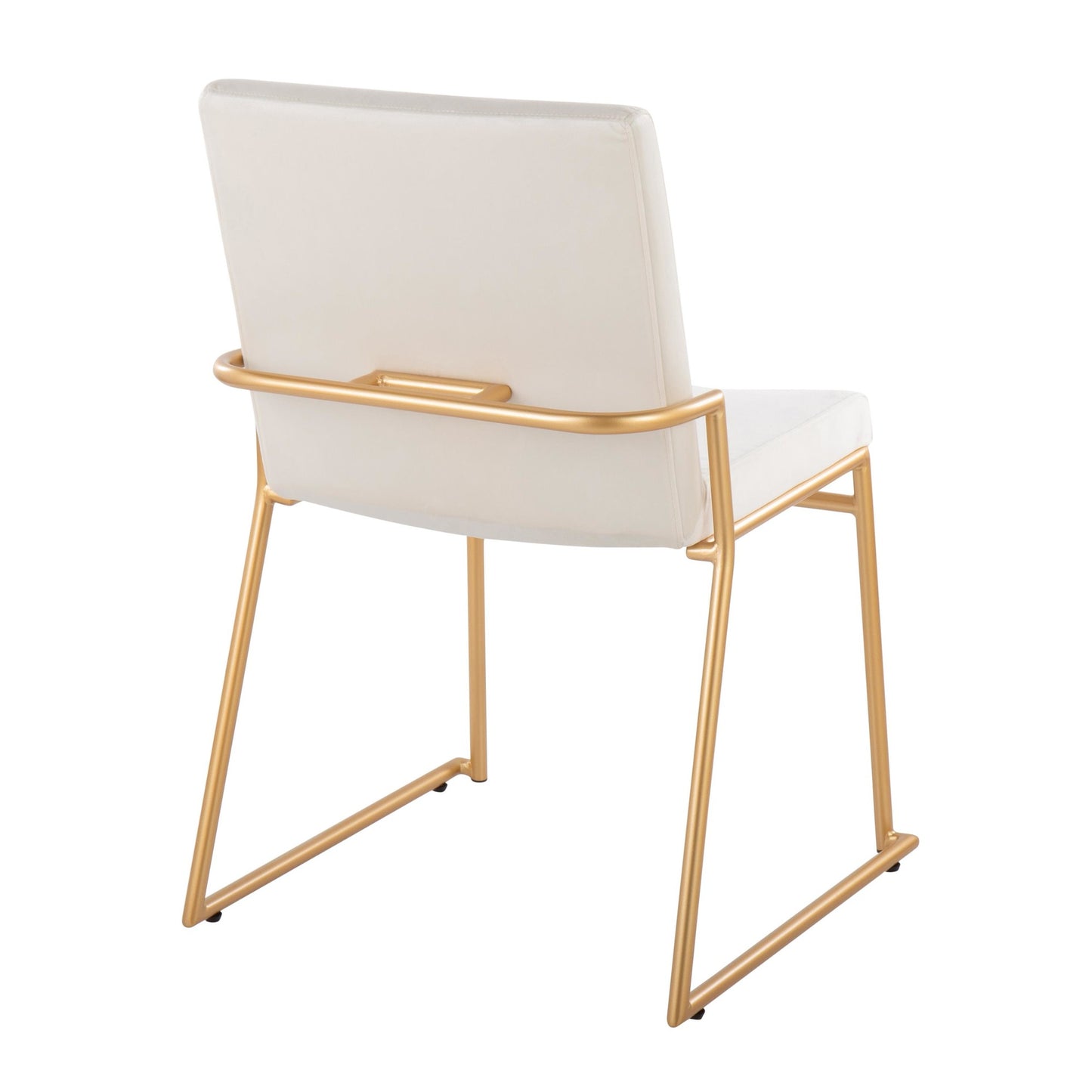 Contemporary Dining Chair in Gold Steel and Black Faux Leather by Majestic Office Furniture - Set of 2