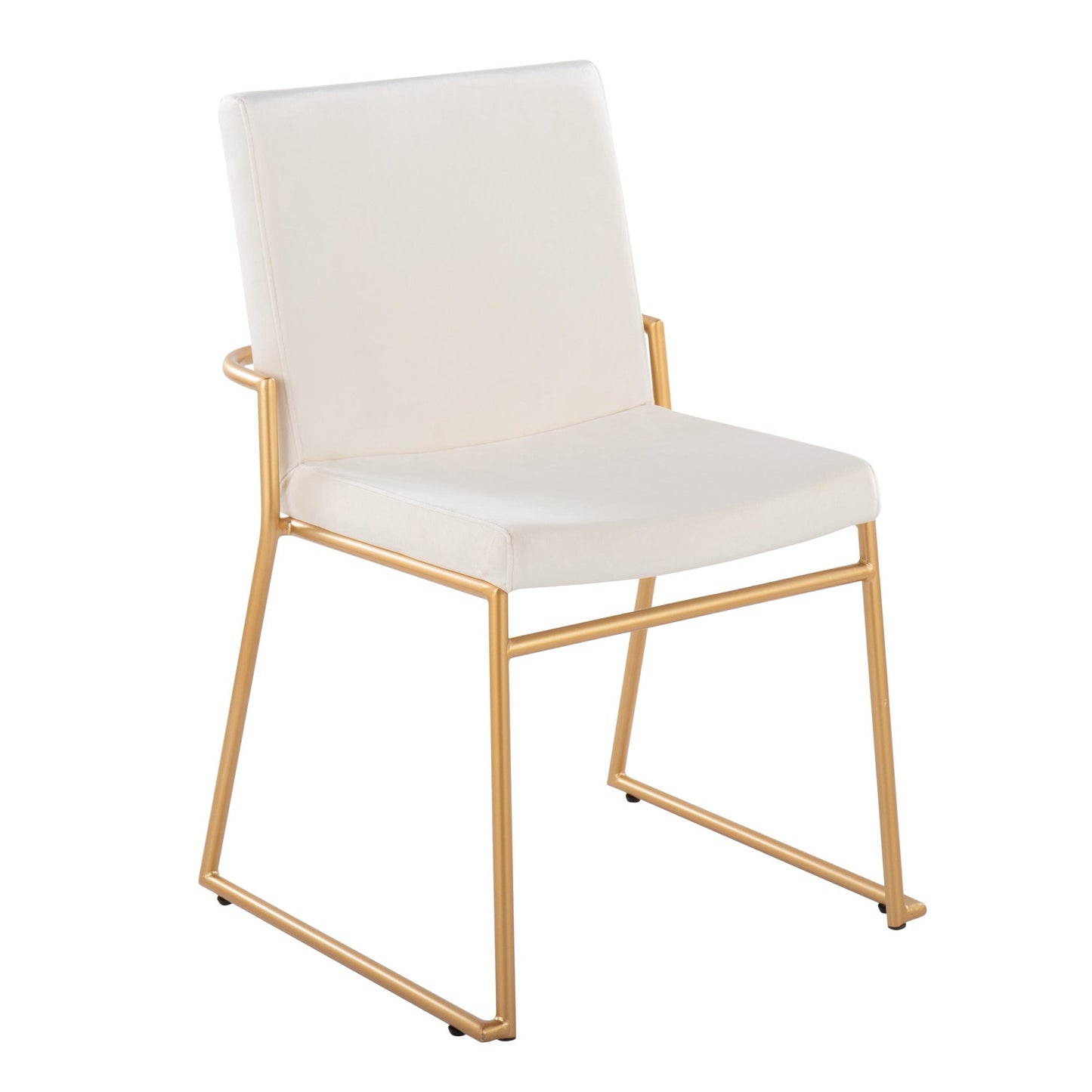 Contemporary Dining Chair in Gold Steel and Black Faux Leather by Majestic Office Furniture - Set of 2