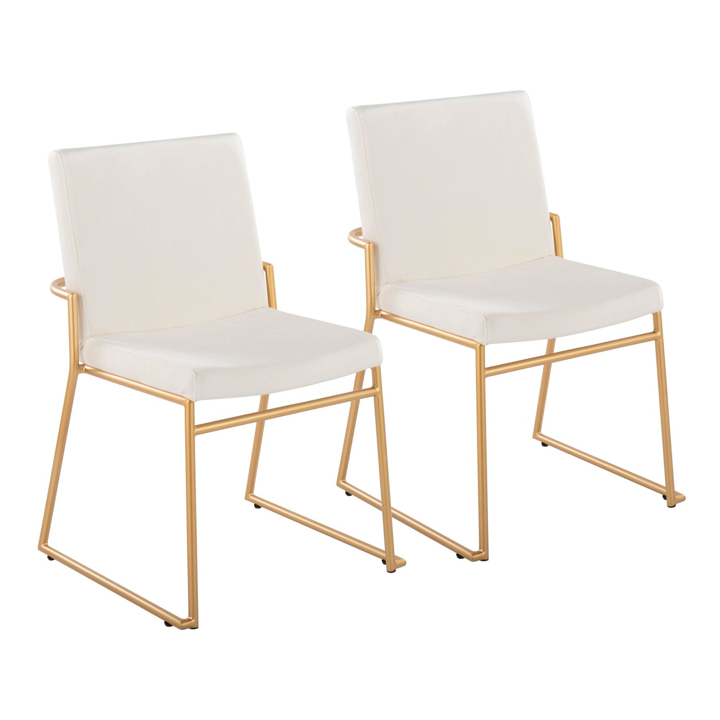 Contemporary Dining Chair in Gold Steel and Black Faux Leather by Majestic Office Furniture - Set of 2