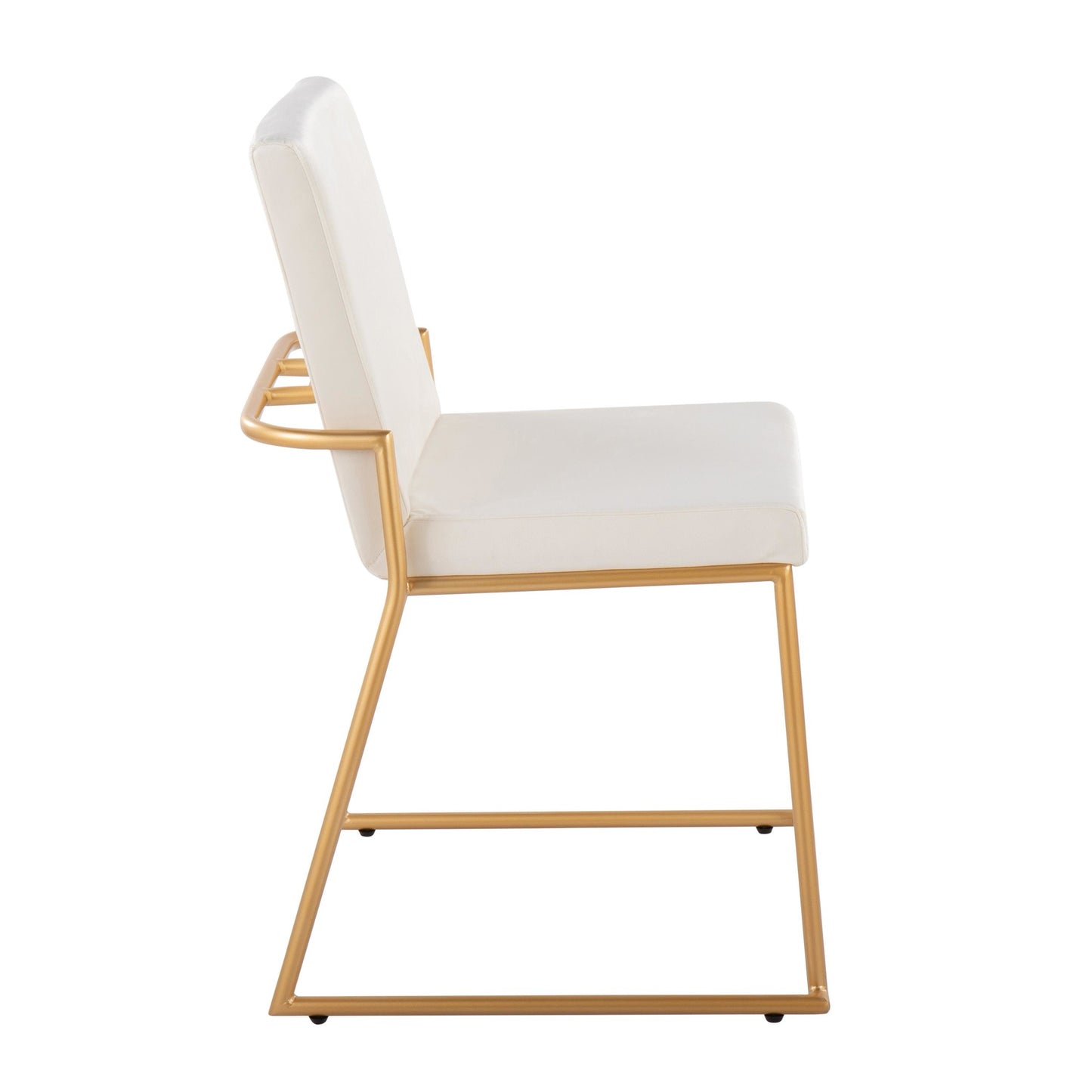 Contemporary Dining Chair in Gold Steel and Black Faux Leather by Majestic Office Furniture - Set of 2
