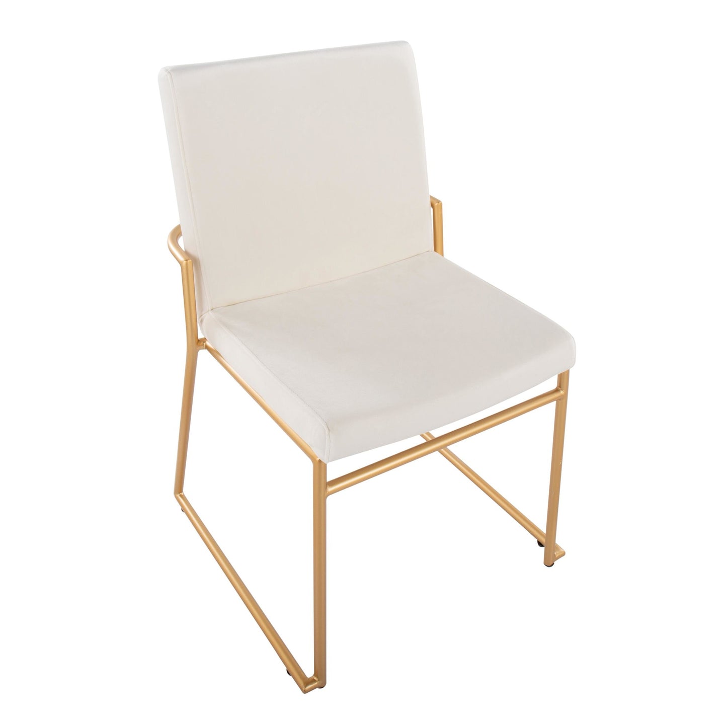 Contemporary Dining Chair in Gold Steel and Black Faux Leather by Majestic Office Furniture - Set of 2