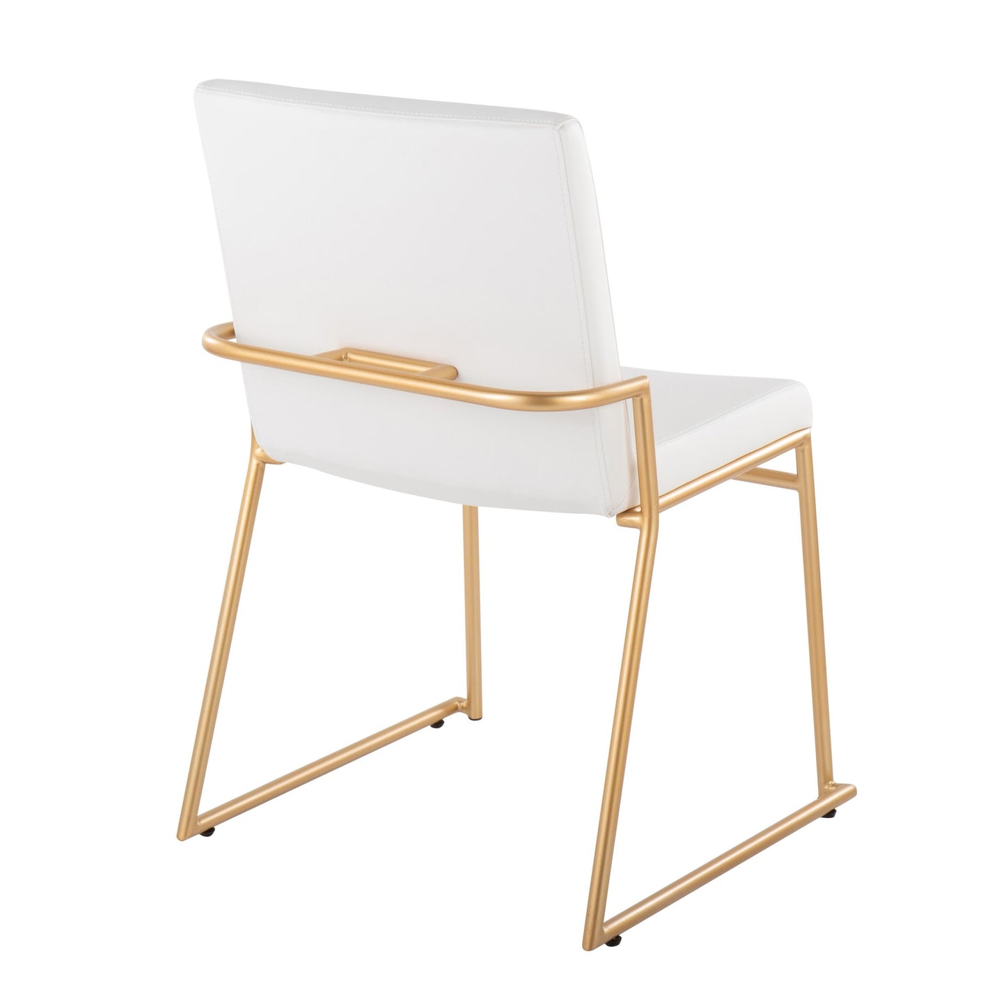 Contemporary Dining Chair in Gold Steel and Black Faux Leather by Majestic Office Furniture - Set of 2