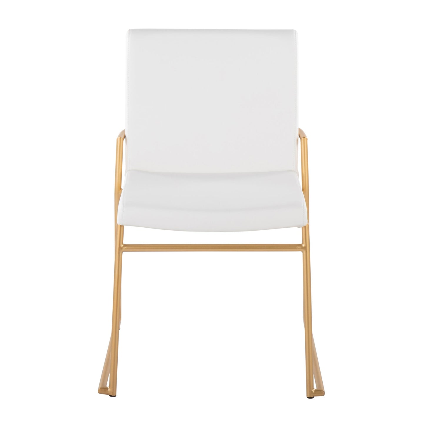 Contemporary Dining Chair in Gold Steel and Black Faux Leather by Majestic Office Furniture - Set of 2