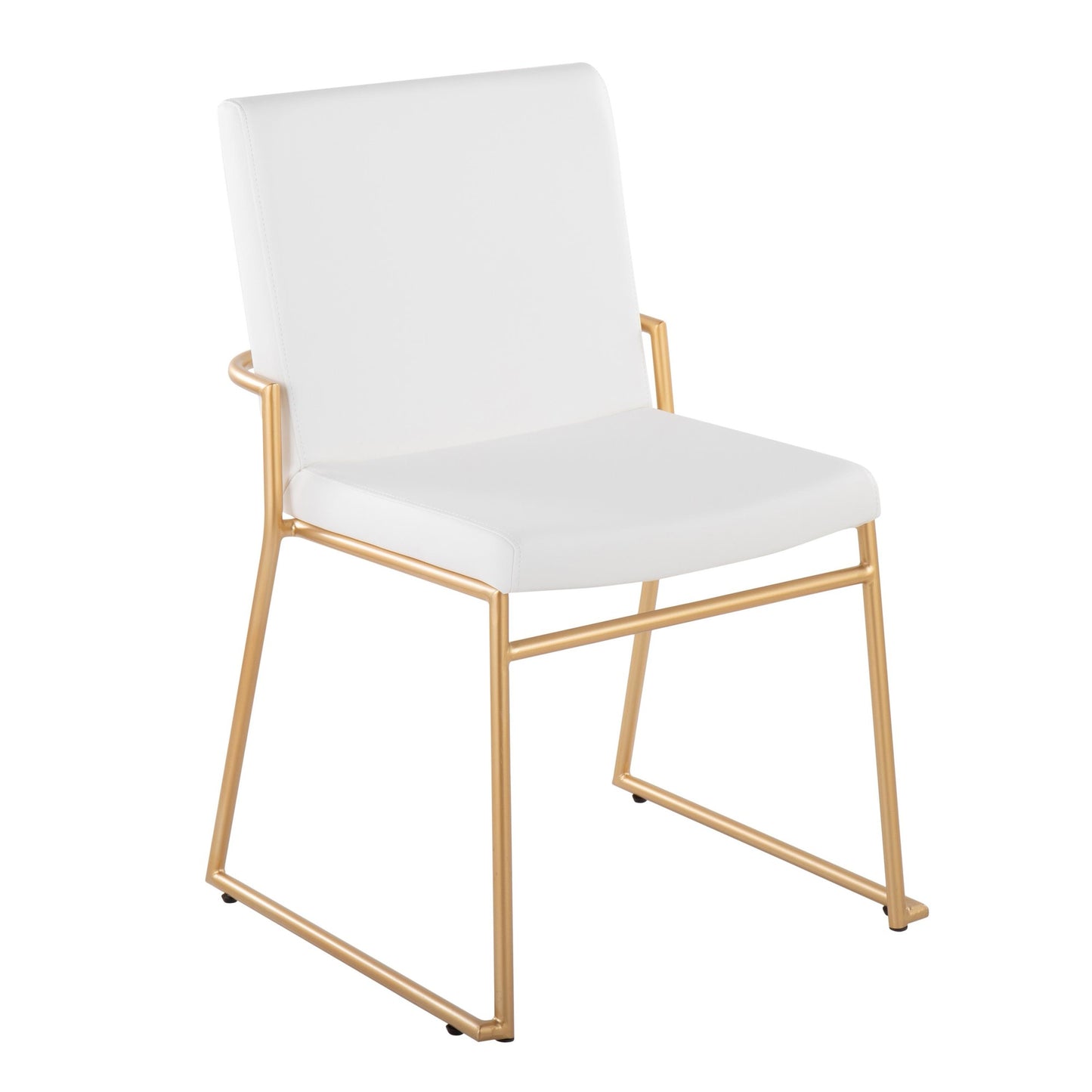 Contemporary Dining Chair in Gold Steel and Black Faux Leather by Majestic Office Furniture - Set of 2