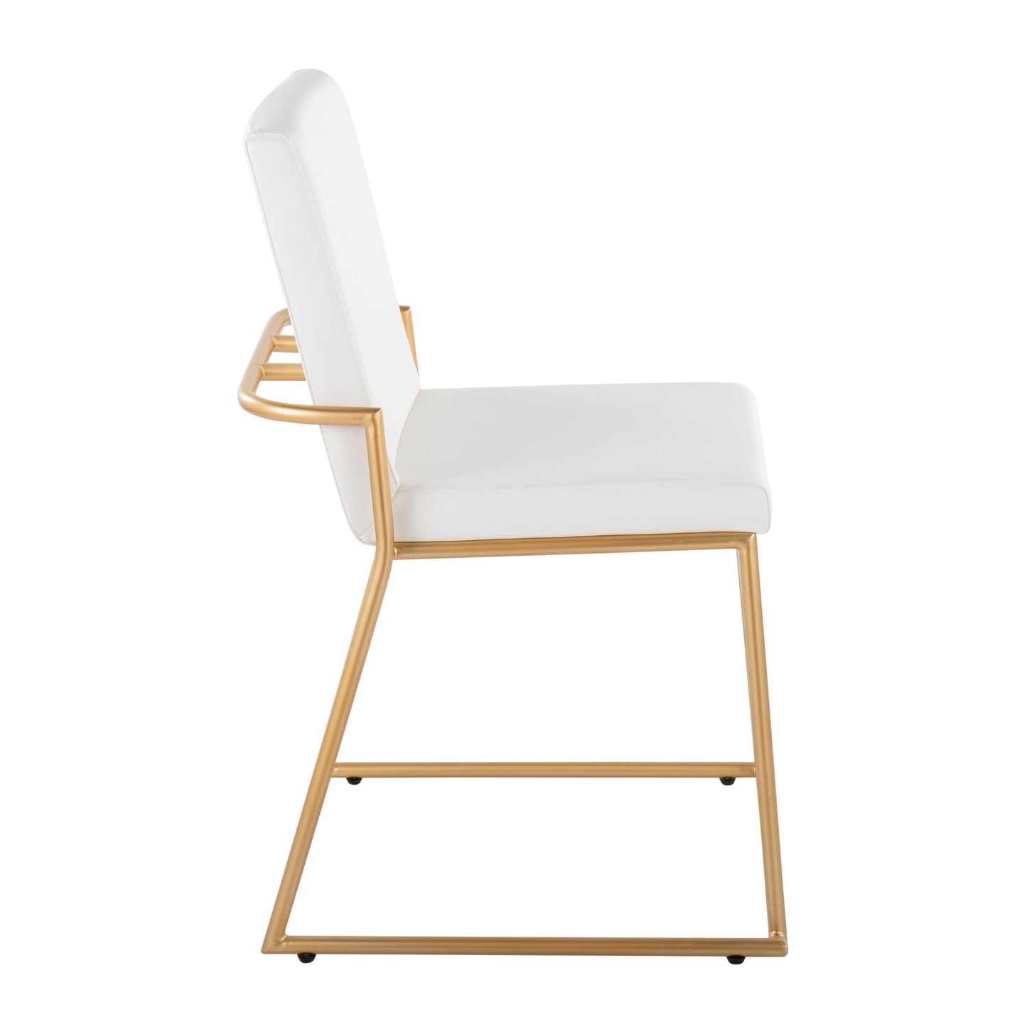 Contemporary Dining Chair in Gold Steel and Black Faux Leather by Majestic Office Furniture - Set of 2