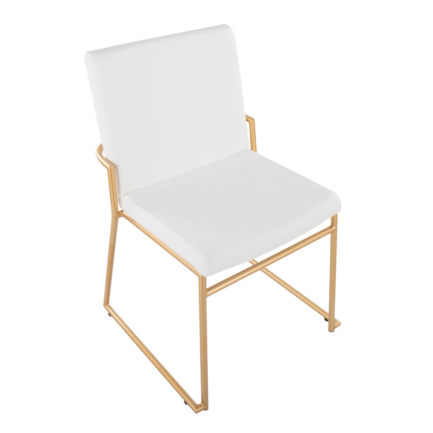 Contemporary Dining Chair in Gold Steel and Black Faux Leather by Majestic Office Furniture - Set of 2