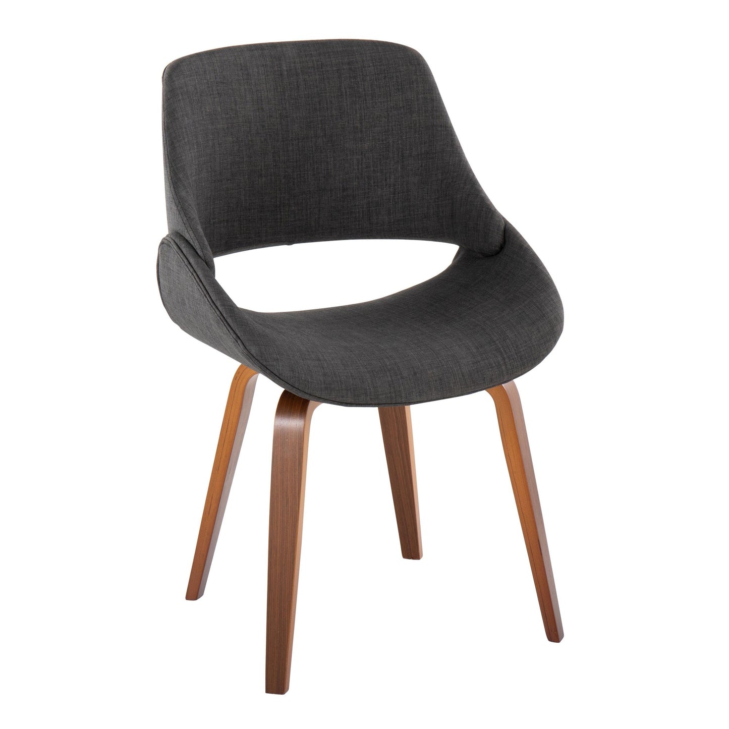 Mid-Century Modern Dining/Accent Chair in Walnut and Charcoal Fabric by Majestic Office Furniture - Set of 2
