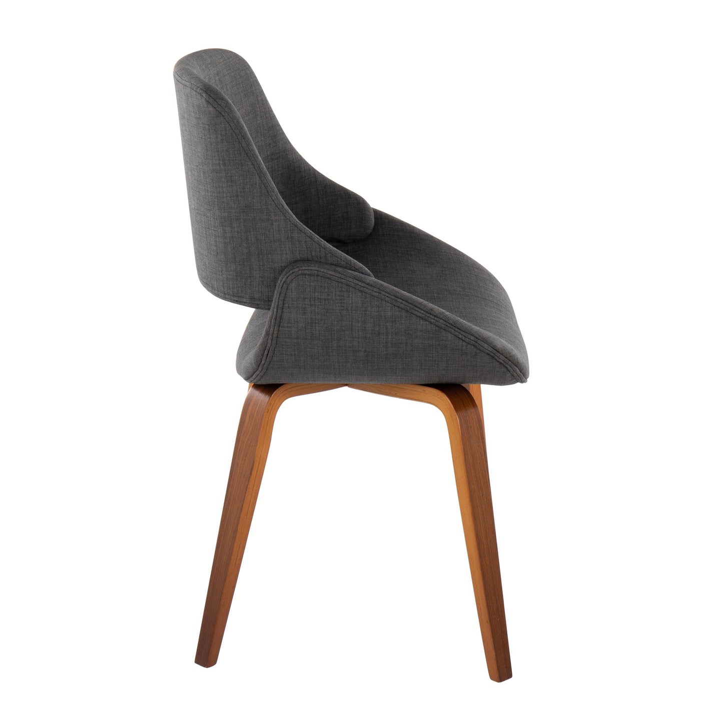 Mid-Century Modern Dining/Accent Chair in Walnut and Charcoal Fabric by Majestic Office Furniture - Set of 2