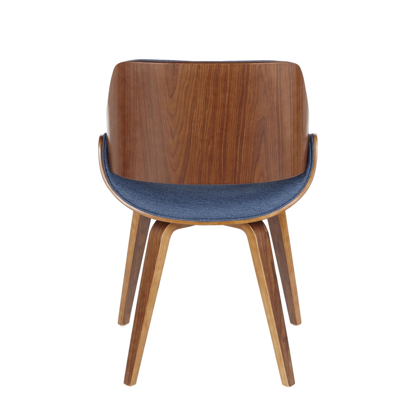 Majestic Office Furniture Mid-Century Modern Dining/Accent Chair in Walnut and Denim Blue