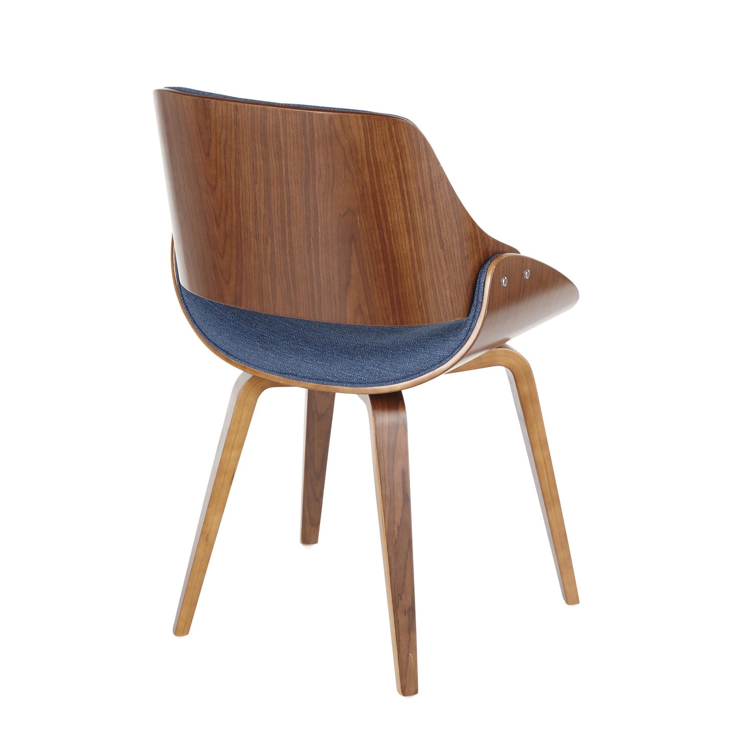 Majestic Office Furniture Mid-Century Modern Dining/Accent Chair in Walnut and Denim Blue