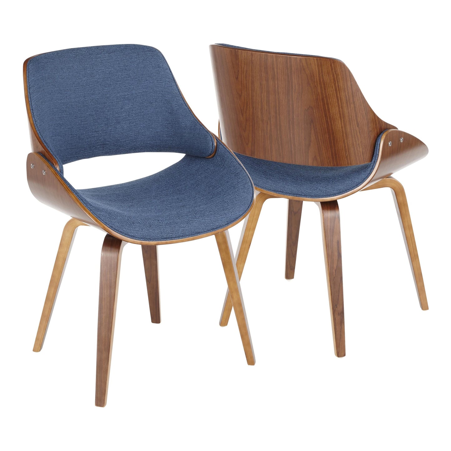 Majestic Office Furniture Mid-Century Modern Dining/Accent Chair in Walnut and Denim Blue