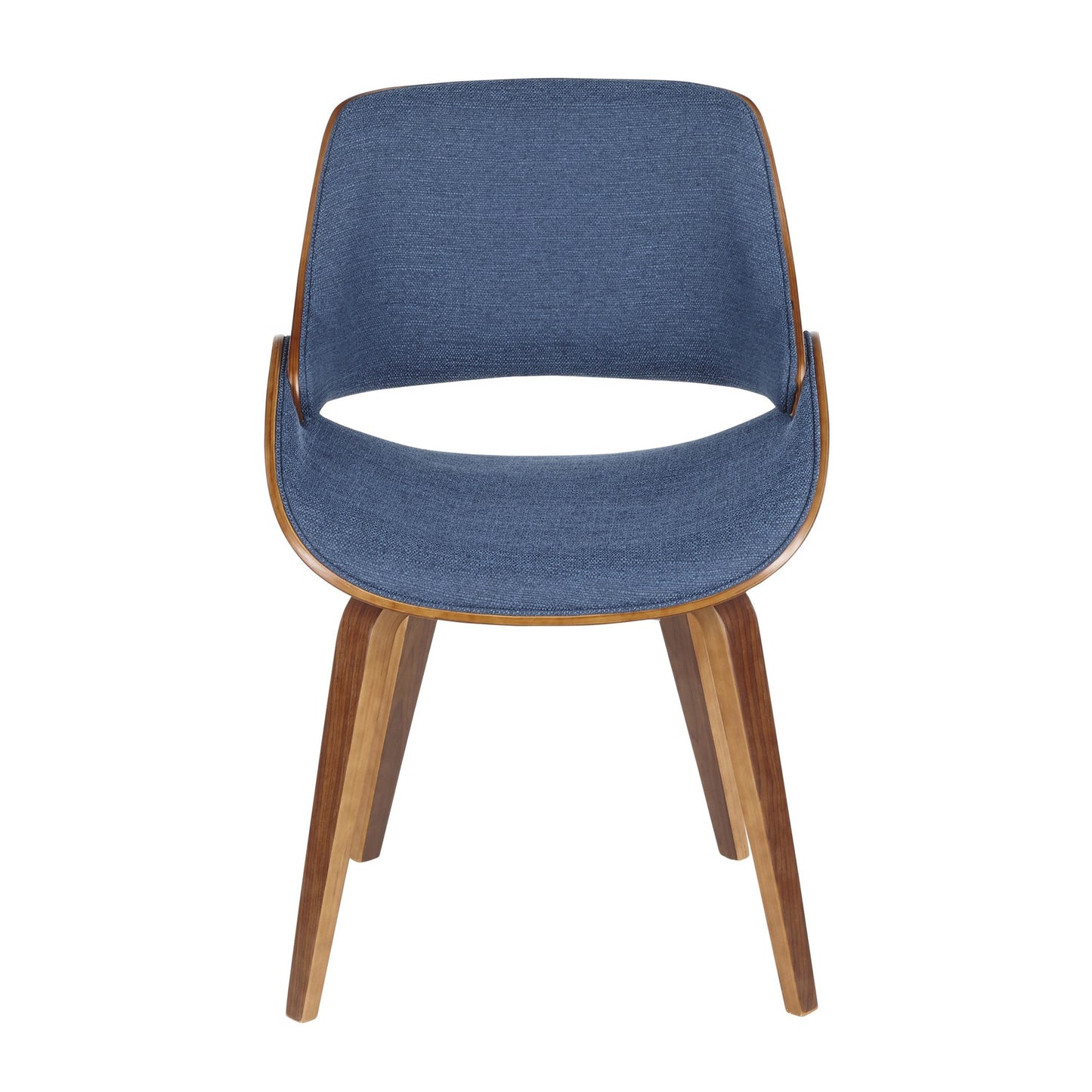 Majestic Office Furniture Mid-Century Modern Dining/Accent Chair in Walnut and Denim Blue