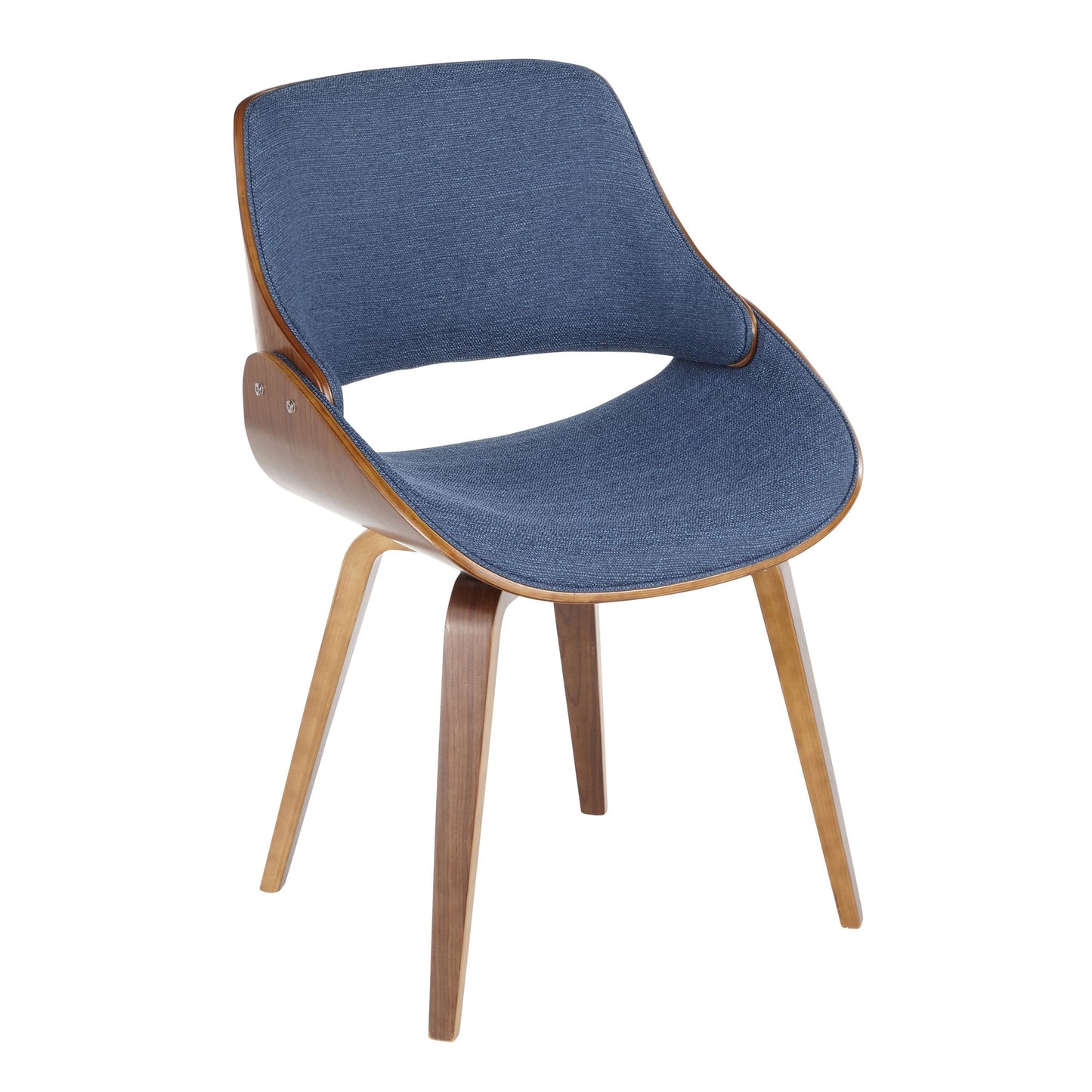 Majestic Office Furniture Mid-Century Modern Dining/Accent Chair in Walnut and Denim Blue